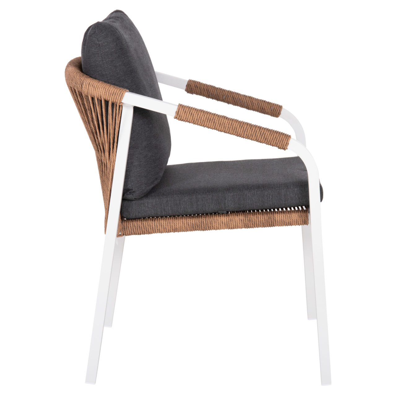 ARMCHAIR MAERLY HM6051.01 WHITE ALUMINUM-ANTHRACITE CUSHIONS-P.E.RATTAN IN LIGHT BROWN 55,5x62,5x85Hcm. [4]