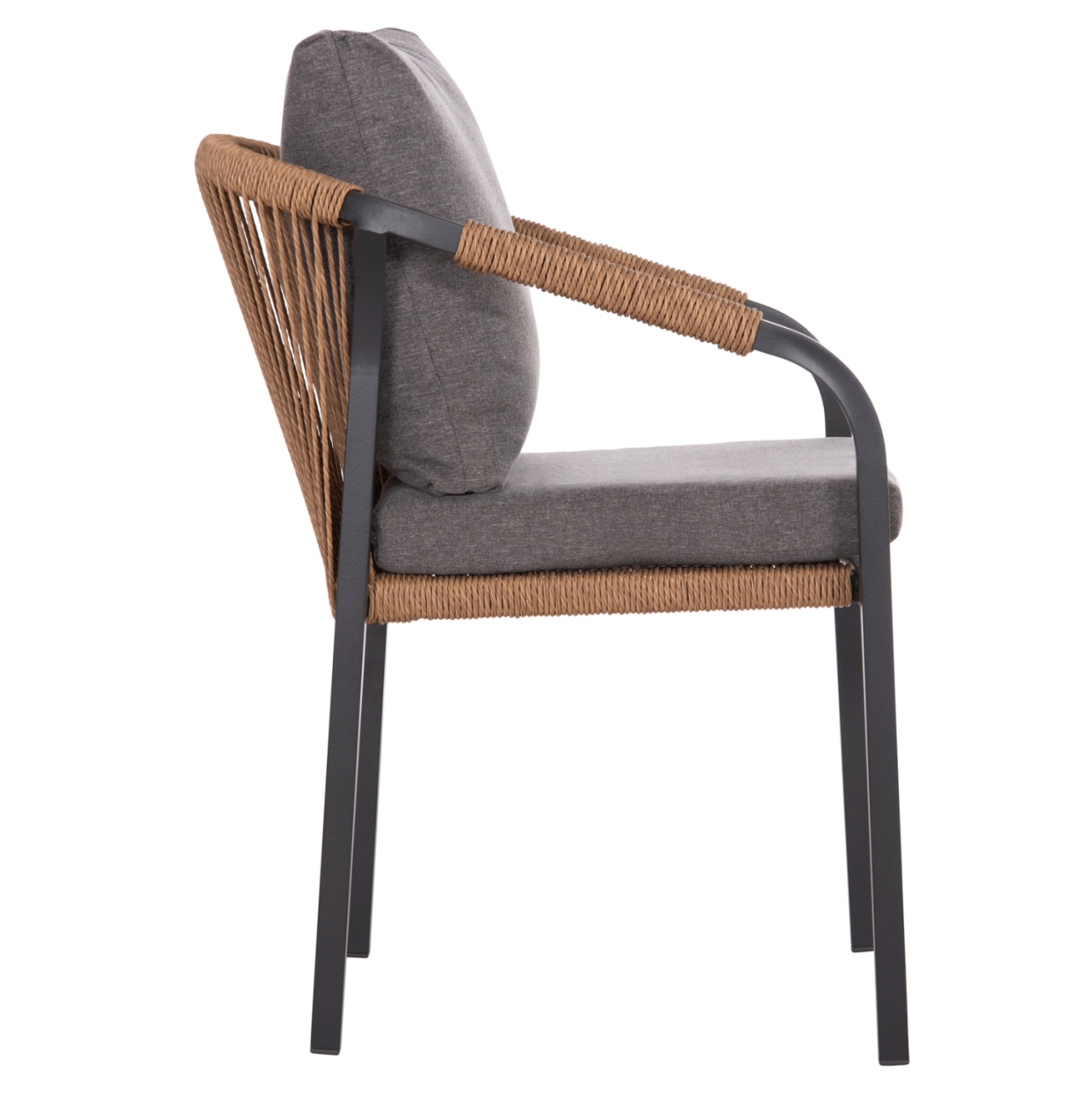 ARMCHAIR MAERLY HM6051.13 ANTHRACITE ALUMINUM AND CUSHIONS-P.E.RATTAN IN LIGHT BROWN 57x60x84Hcm. [4]