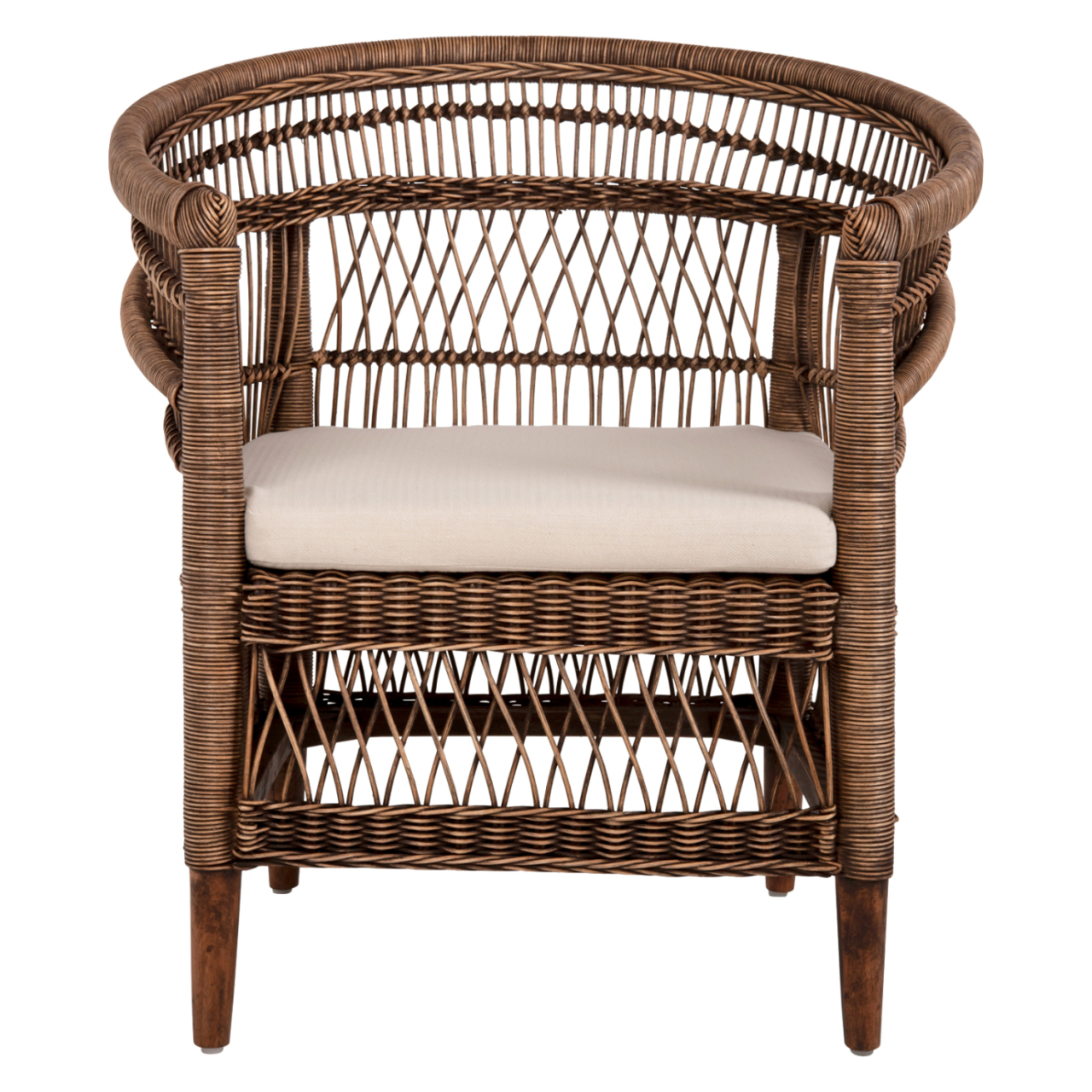 ARMCHAIR MALAWI HM9635.01 MAHOGANY WOOD WITH RATTAN IN BROWN--B'RATED 80x70x86Hcm. [3]