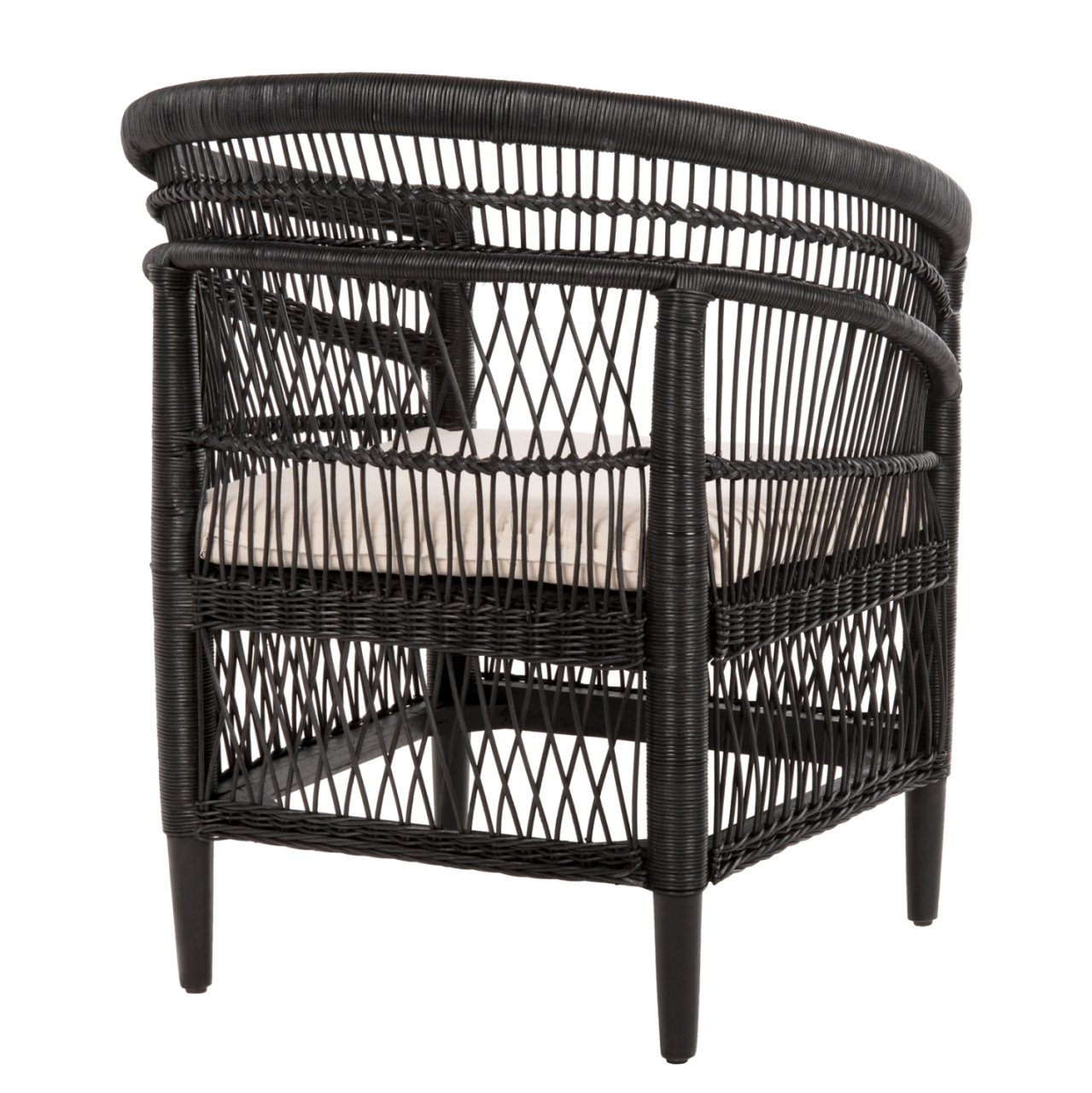 ARMCHAIR MALAWI HM9635.03 MAHOGANY WOOD WITH RATTAN IN BLACK--B'RATED 80x70x86Hcm. [5]