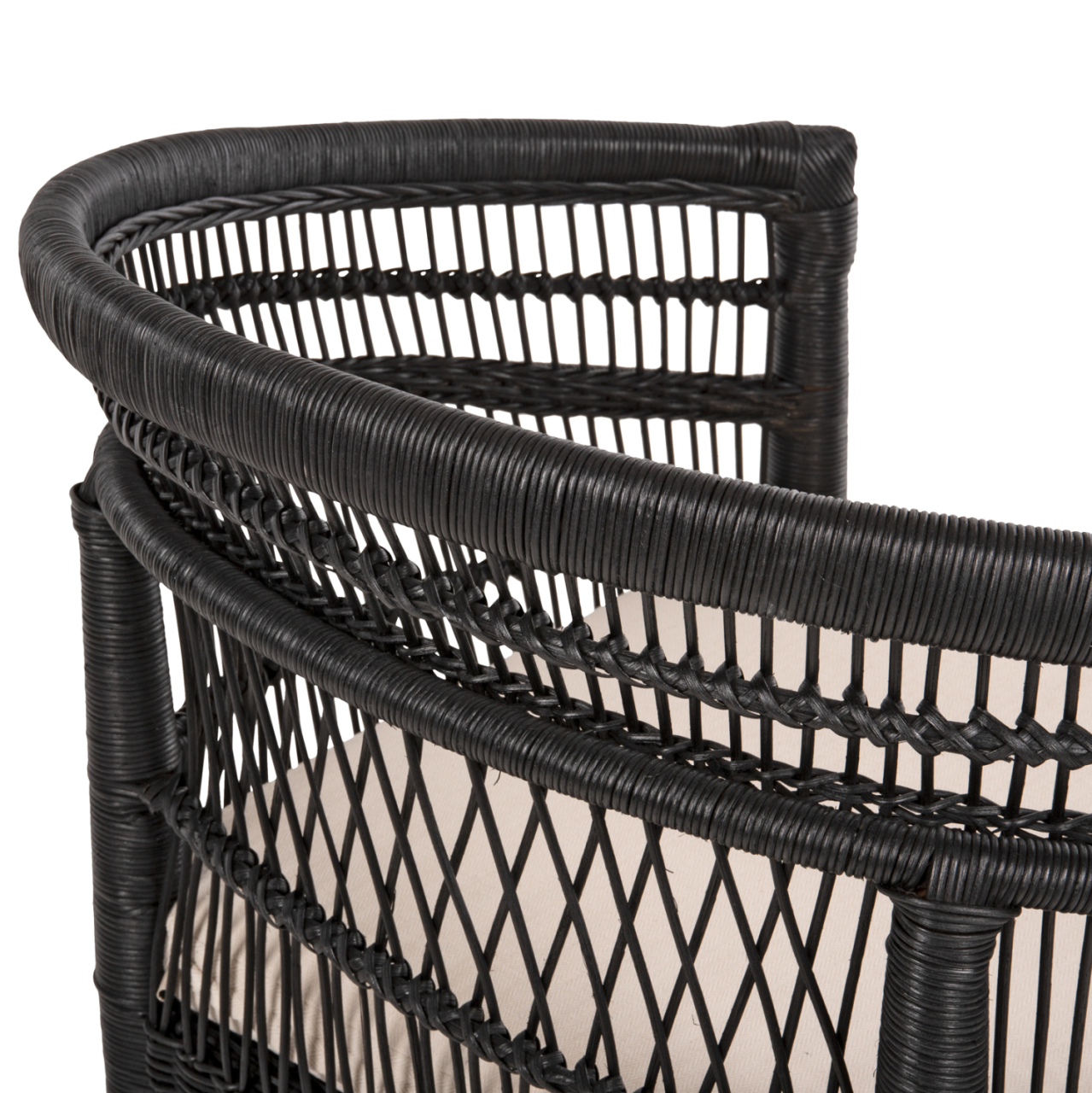 ARMCHAIR MALAWI HM9635.03 MAHOGANY WOOD WITH RATTAN IN BLACK--B'RATED 80x70x86Hcm. [10]