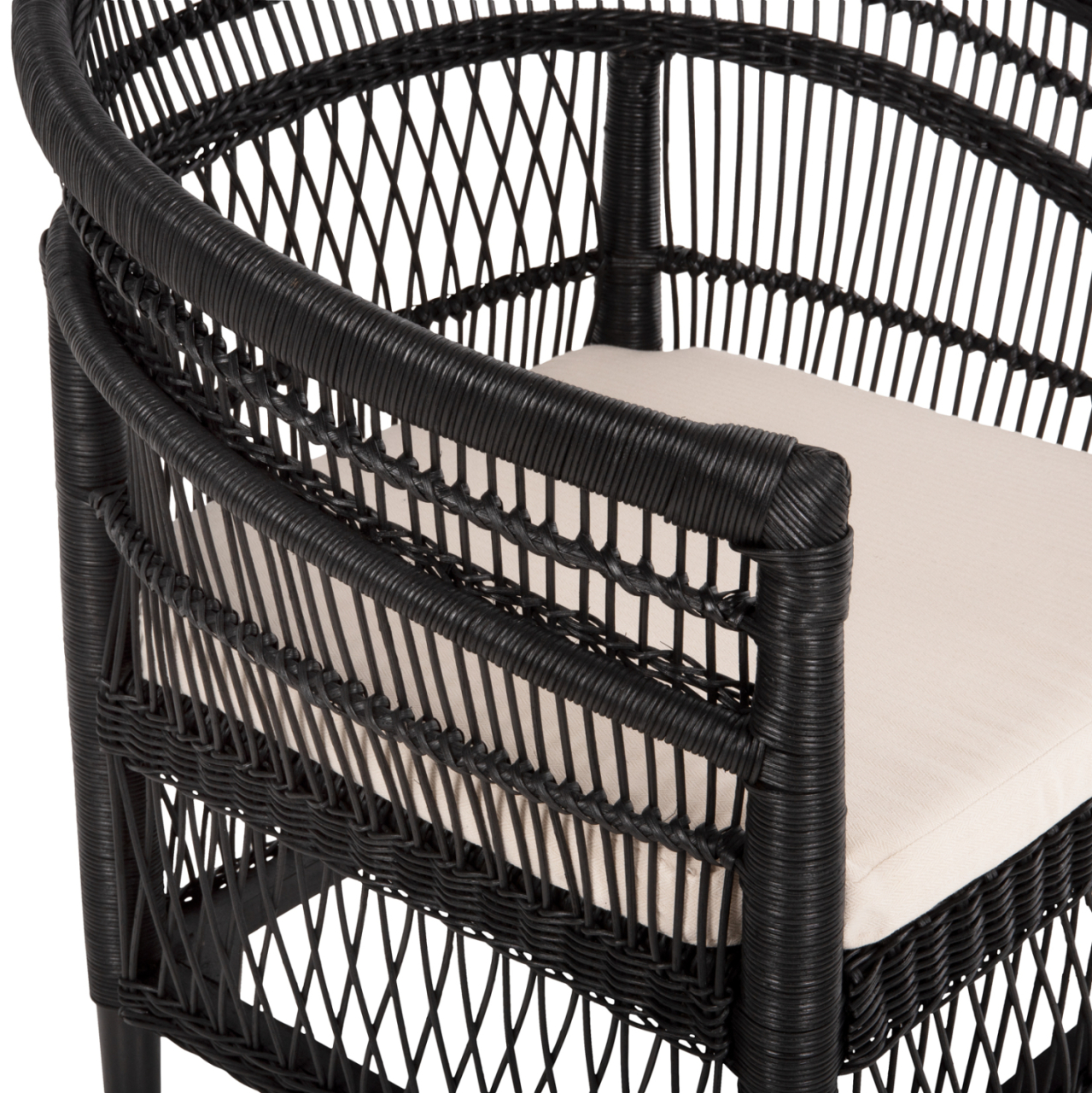 ARMCHAIR MALAWI HM9635.03 MAHOGANY WOOD WITH RATTAN IN BLACK--B'RATED 80x70x86Hcm. [8]