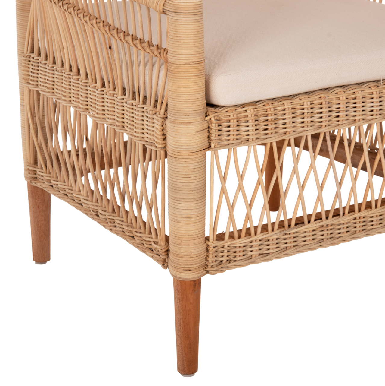 ARMCHAIR MALAWI HM9635.04 MAHOGANY WOOD-RATTAN-WHITE CUSHION 80x70x86Hcm. [8]