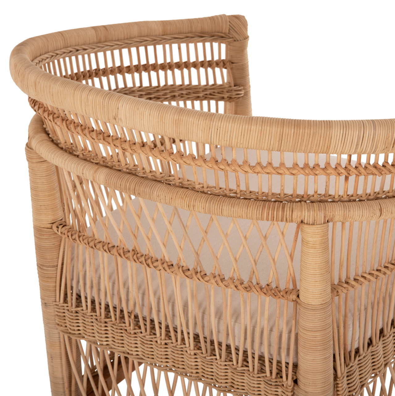 ARMCHAIR MALAWI HM9635.04 MAHOGANY WOOD-RATTAN-WHITE CUSHION 80x70x86Hcm. [9]
