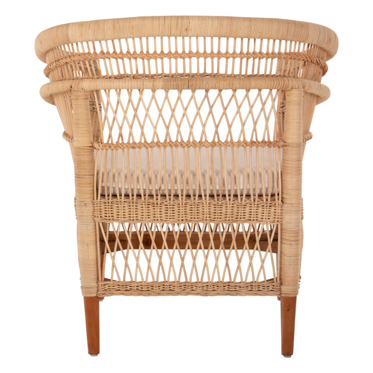 ARMCHAIR MALAWI HM9635.04 MAHOGANY WOOD-RATTAN-WHITE CUSHION 80x70x86Hcm. [6]