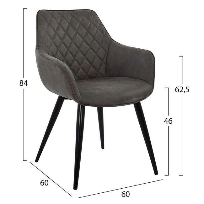 Armchair Mando HM8006.10 with grey Nubuck fabric 60x60x84cm [2]