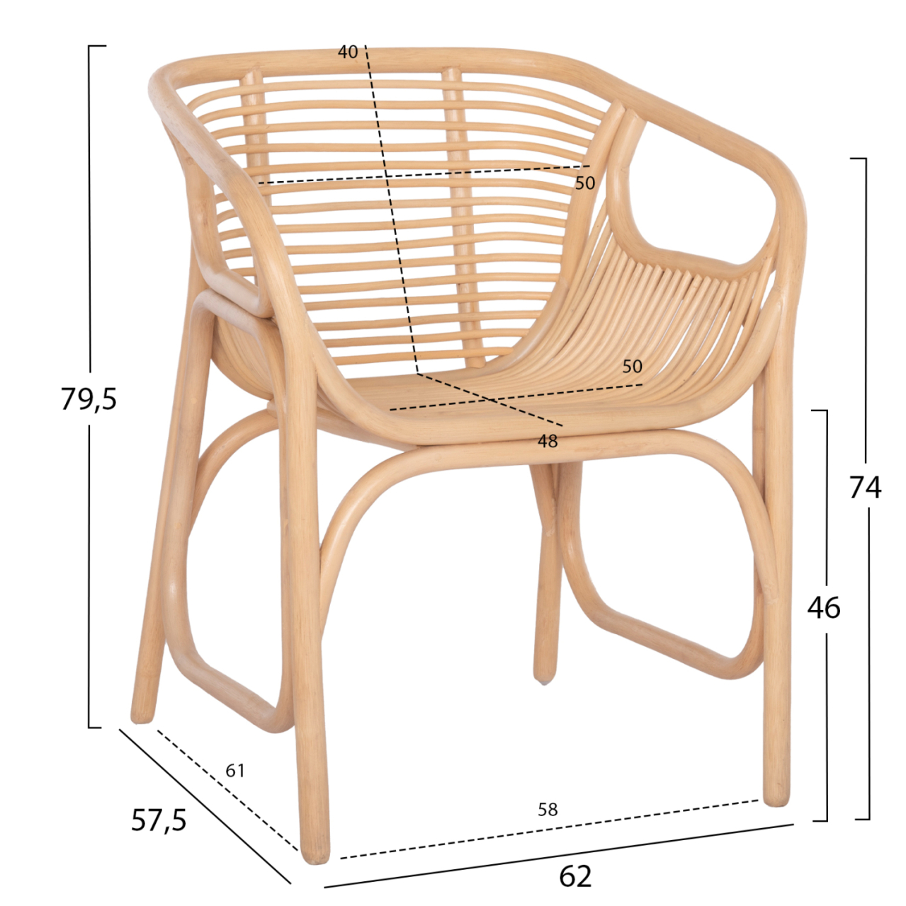 ARMCHAIR MEL HM9954.01 NATURAL RATTAN 62x57,5x79,5Hcm. [2]