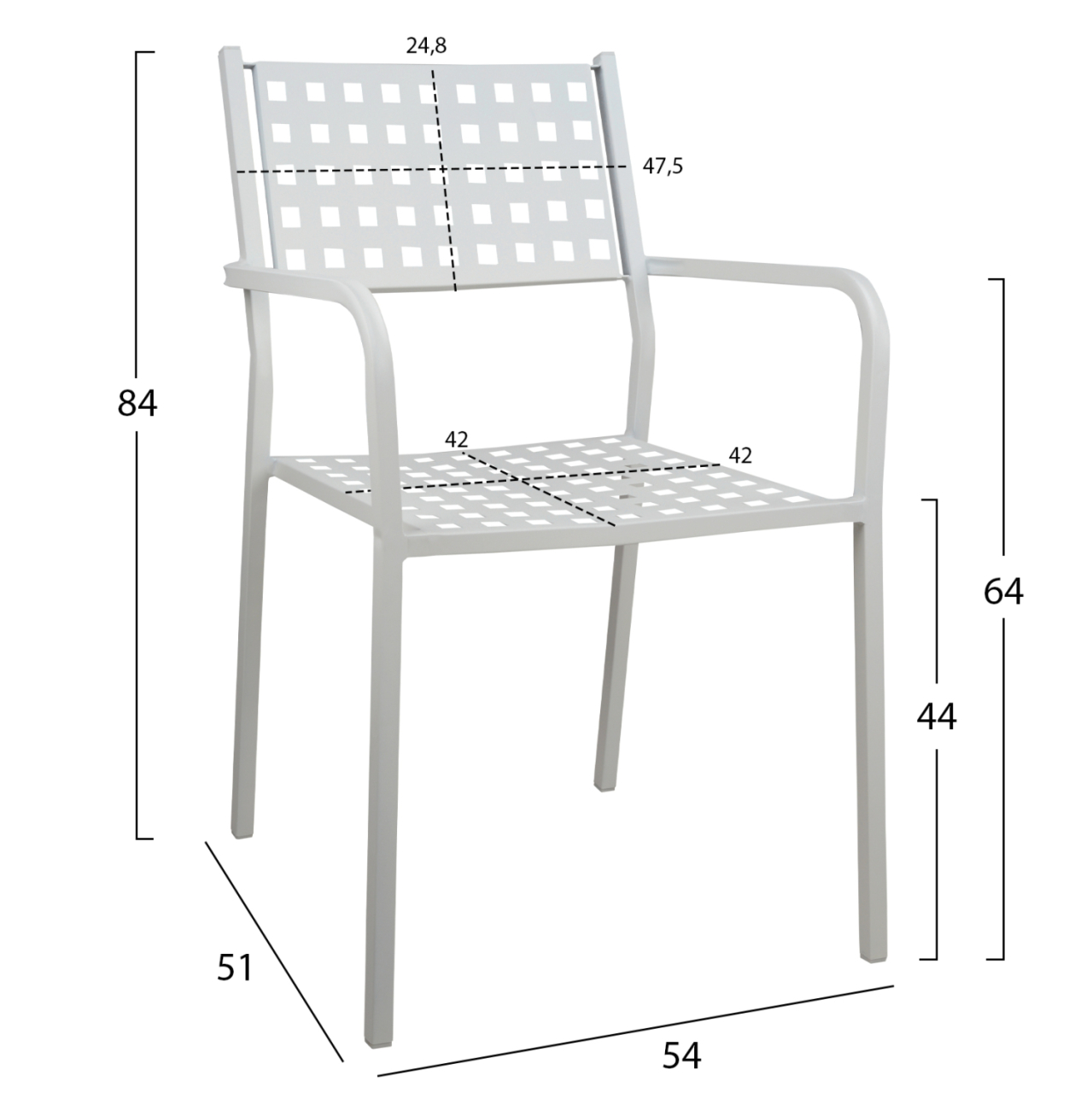 Armchair Metallic HM5031.02 Zeta in white color 54x51x84Ηcm [2]