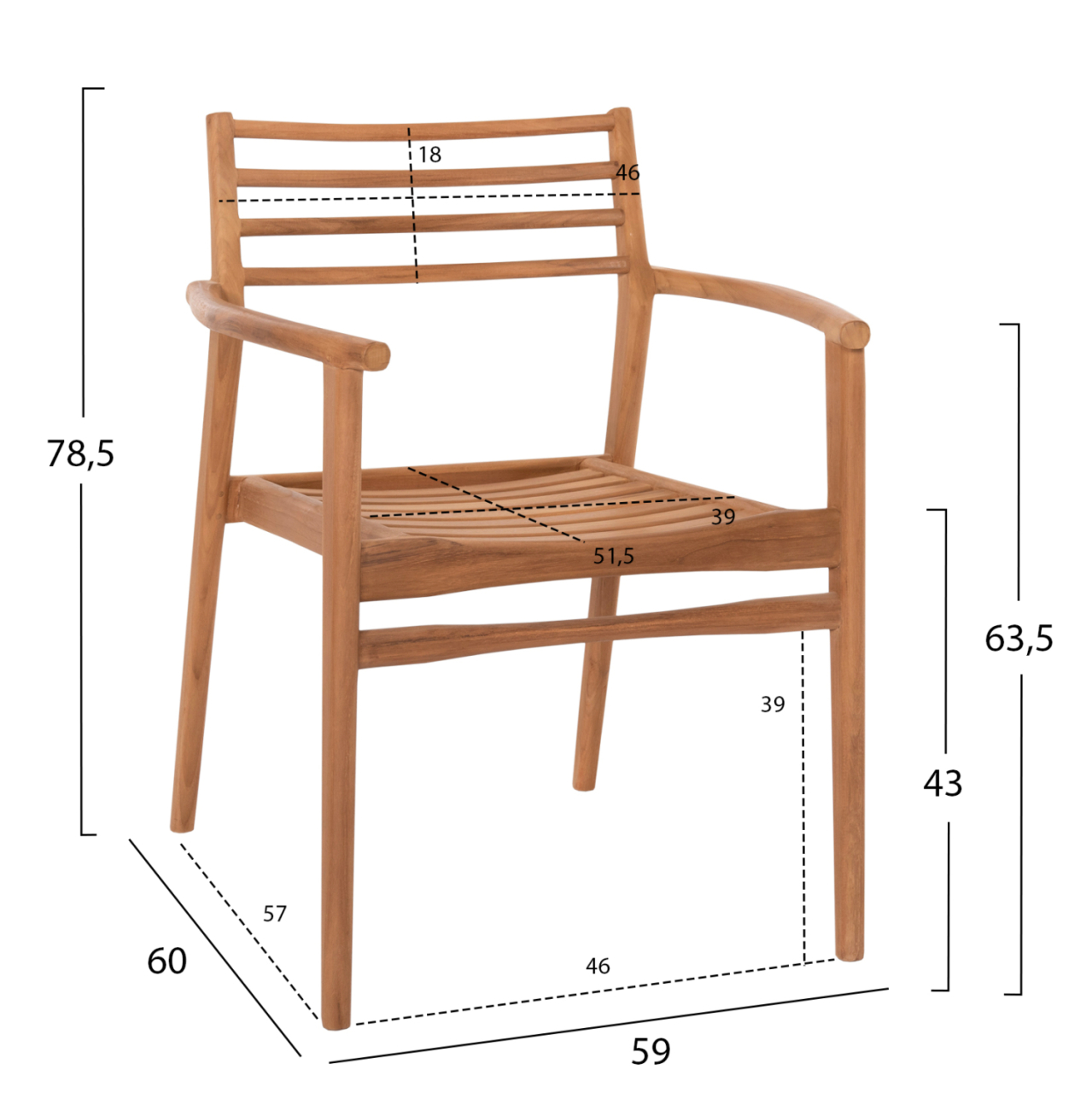 ARMCHAIR MOOSEN HM9936 SOLID TEAK WOOD IN NATURAL 59x60x78.5H [2]