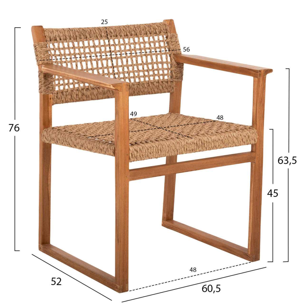 ARMCHAIR NARLEY HM9824 TEAK WOOD-SYNTHETIC ROPE IN NATURAL COLOR 60.5x52x76Hcm. [2]
