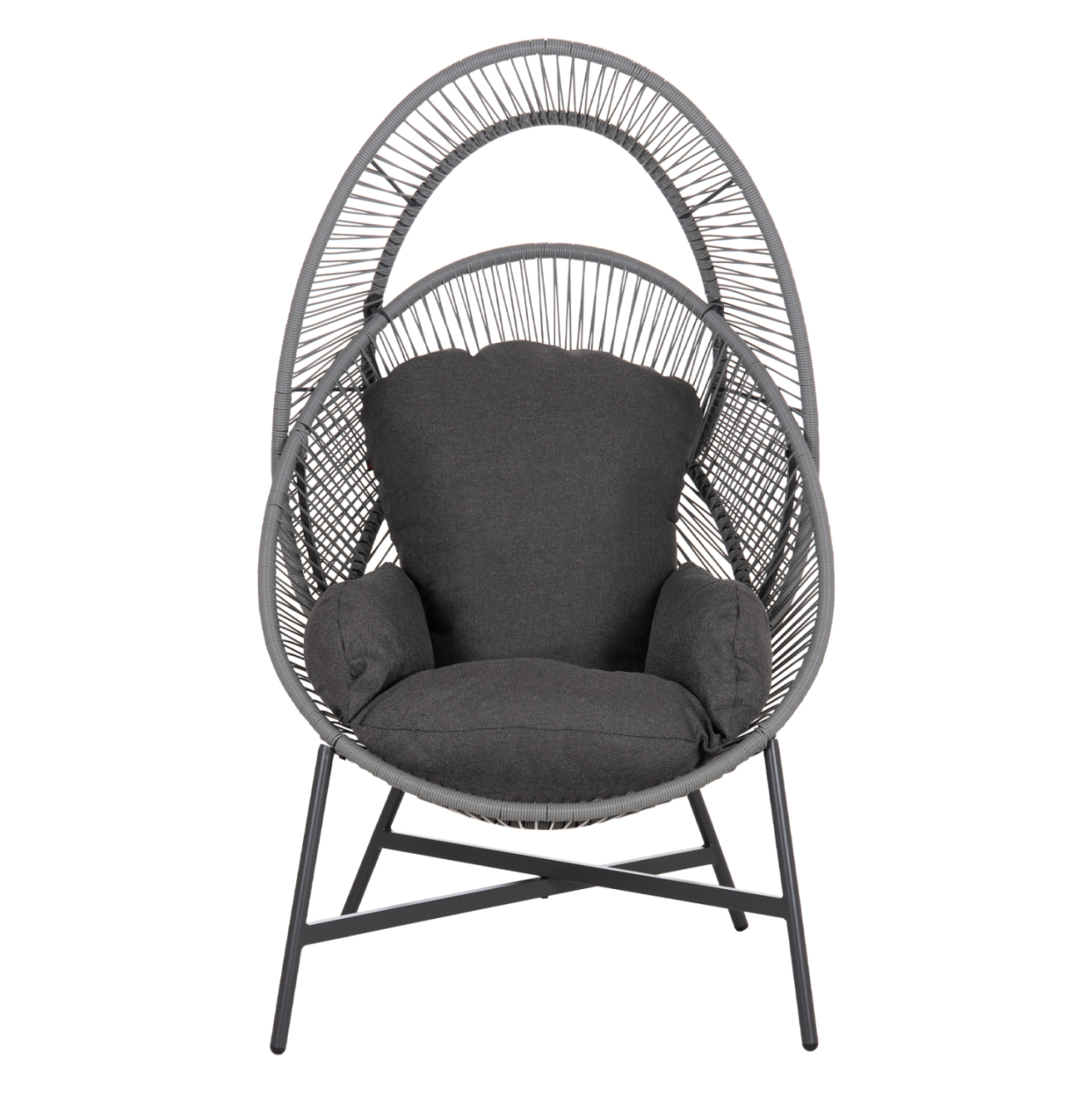 ARMCHAIR NEST-TYPE RULER HM6506.01 GREY STEEL-P.E.RATTAN-CUSHIONS 90x85x154Hcm [3]