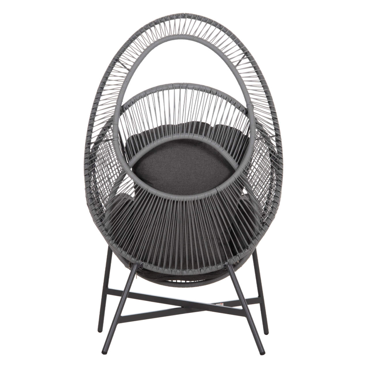 ARMCHAIR NEST-TYPE RULER HM6506.01 GREY STEEL-P.E.RATTAN-CUSHIONS 90x85x154Hcm [6]