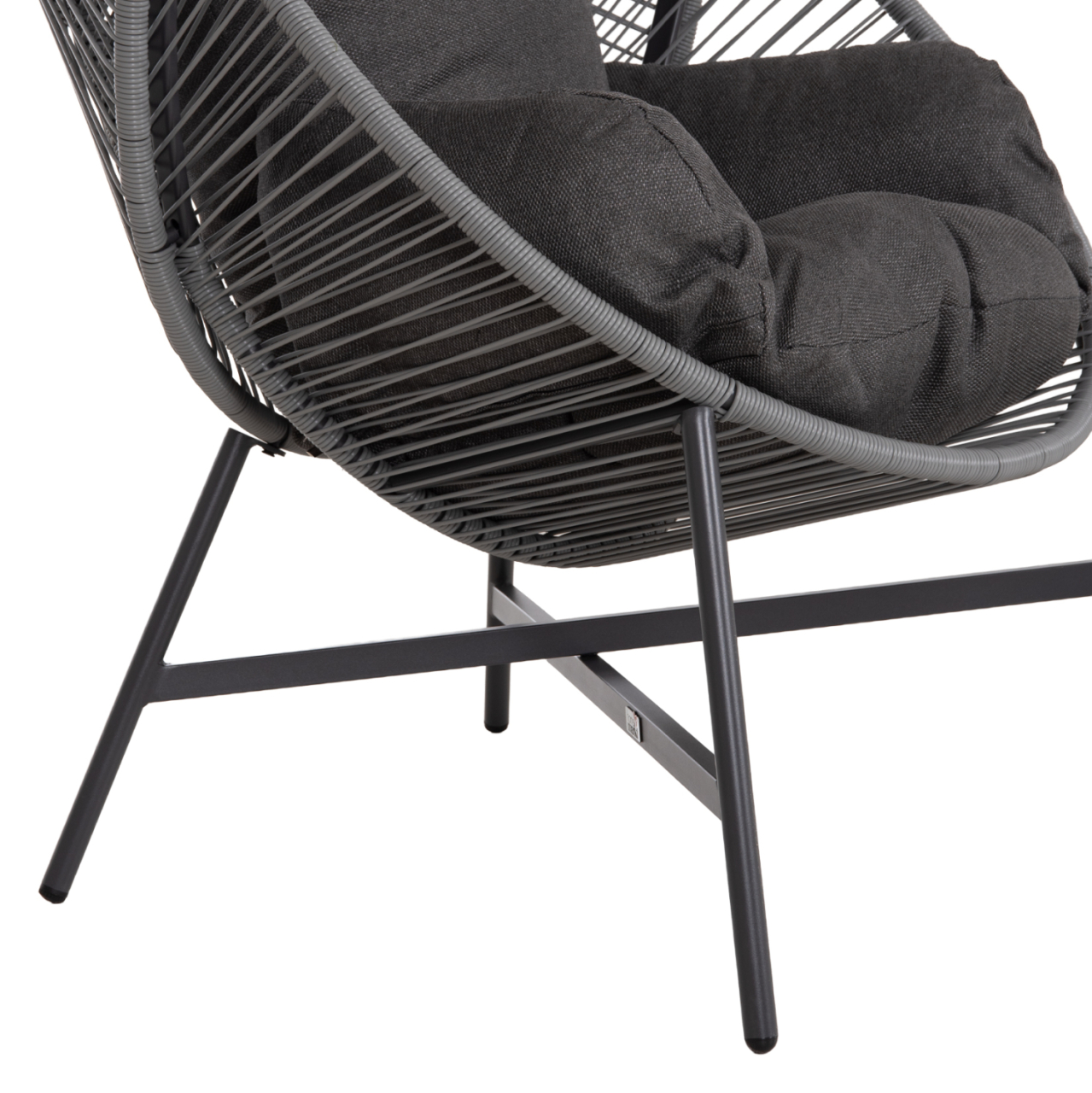 ARMCHAIR NEST-TYPE RULER HM6506.01 GREY STEEL-P.E.RATTAN-CUSHIONS 90x85x154Hcm [10]