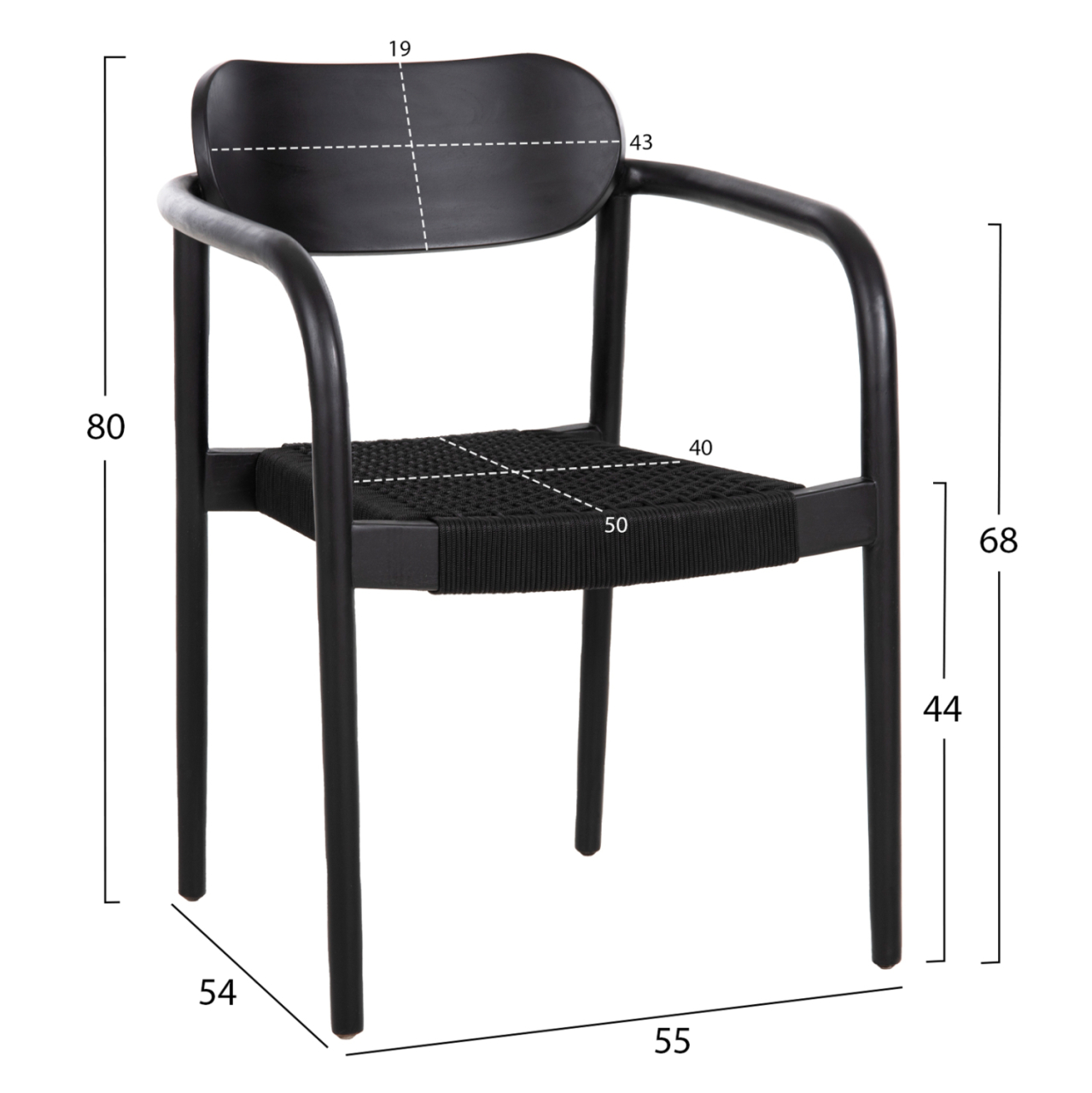 ARMCHAIR OSLO HM9636.12 TEAK WOOD and ROPE--B'RATED 55x54x80Hcm. [2]
