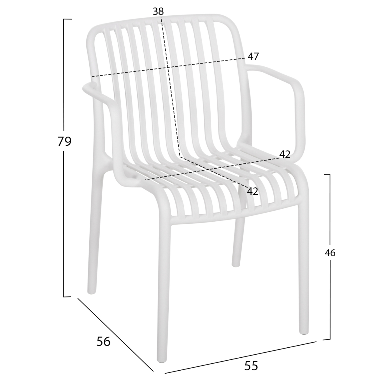 ARMCHAIR OUTDOOR CONVEE HM6105.01 POLYPROPYLENE IN WHITE 55x56x79H cm. [2]