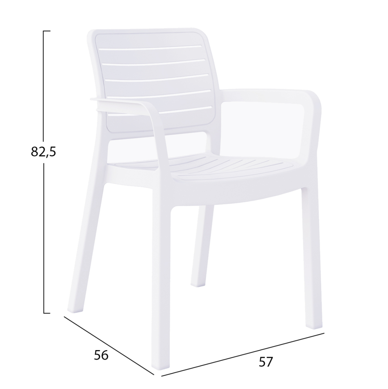 ARMCHAIR OUTDOOR FLAN HM6369.01 POLYPROPYLENE IN WHITE 57x56x82.5H cm. [2]