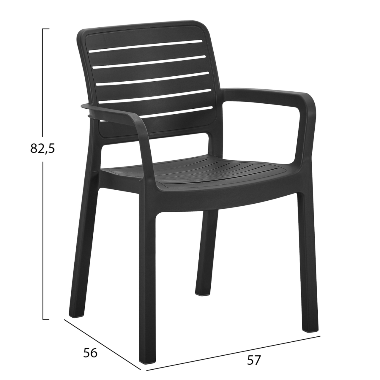 ARMCHAIR OUTDOOR FLAN HM6369.02 POLYPROPYLENE IN BLACK 57x56x82.5Hcm. [2]