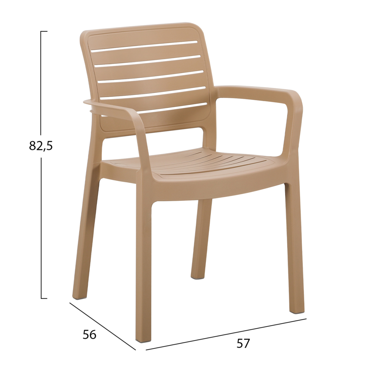 ARMCHAIR OUTDOOR FLAN HM6369.03 POLYPROPYLENE IN CAPPUCCINO 57x56x82.5Hcm. [2]