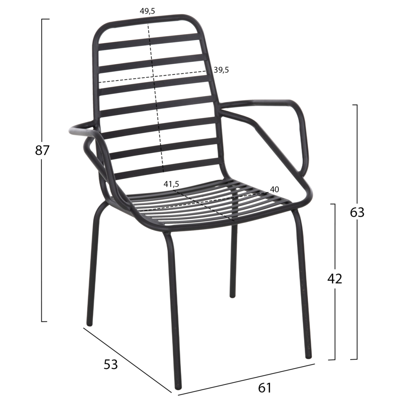 ARMCHAIR OUTDOOR FREE HM6045 METALLC BLACK 61x53x87Hcm. [2]