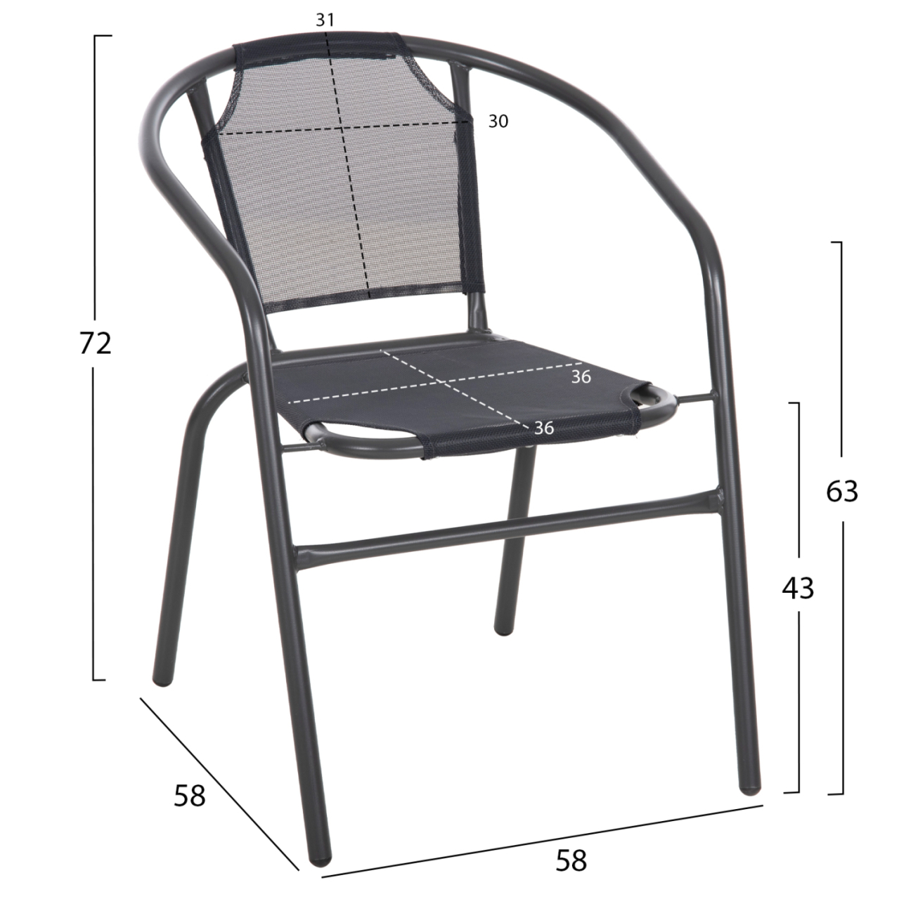 ARMCHAIR OUTDOOR LEDAN HM5977.01 METAL and TEXTILENE IN GREY 55x58x72Hcm. [2]