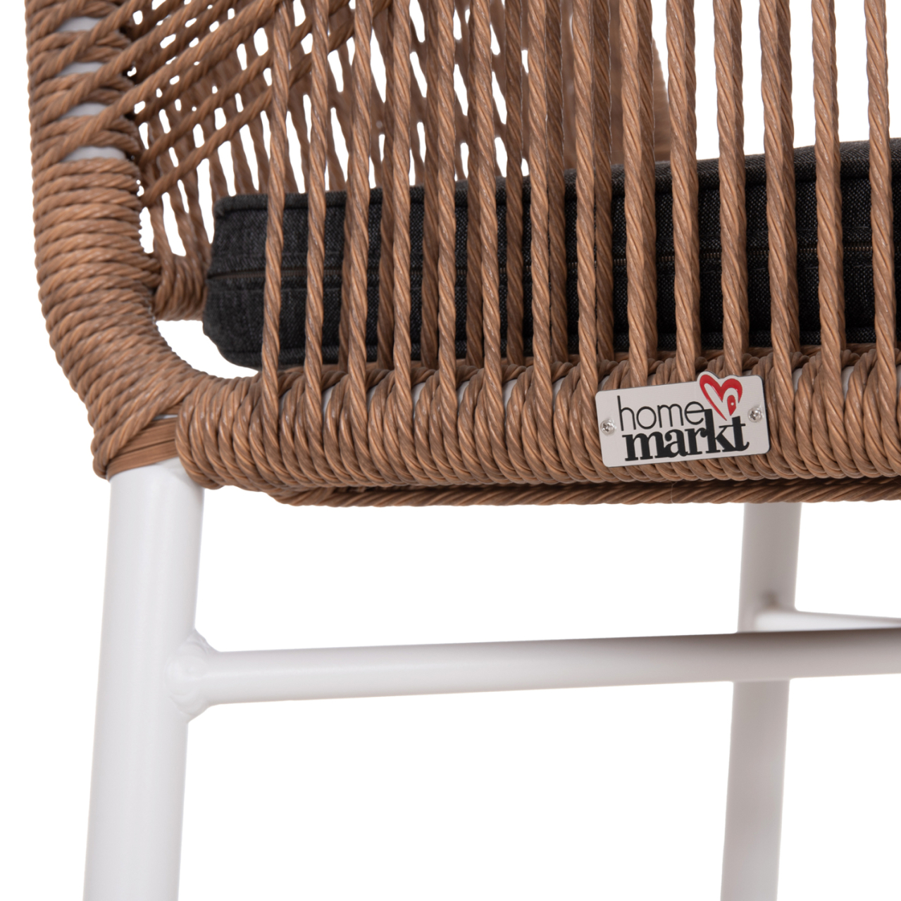 ARMCHAIR OUTDOORS TOPIN HM6048.01 ALUMINUM WHITE-P.E. RATTAN LIGHT BROWN-CUSHION GREY 58x60x83Hcm [10]