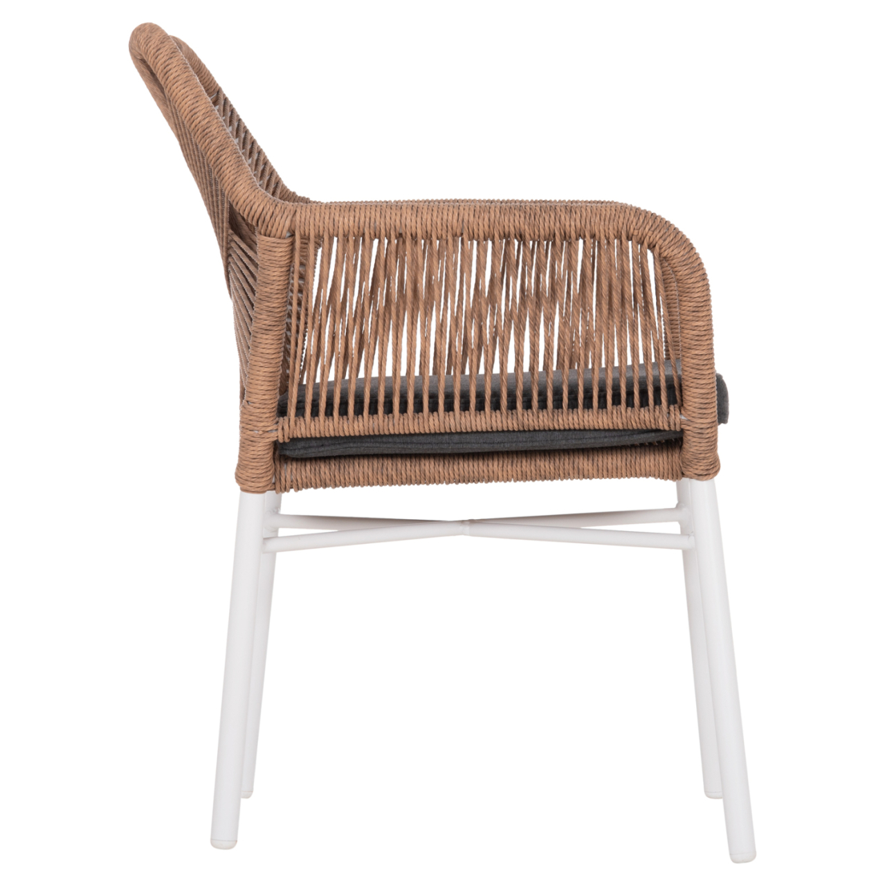 ARMCHAIR OUTDOORS TOPIN HM6048.01 ALUMINUM WHITE-P.E. RATTAN LIGHT BROWN-CUSHION GREY 58x60x83Hcm [4]