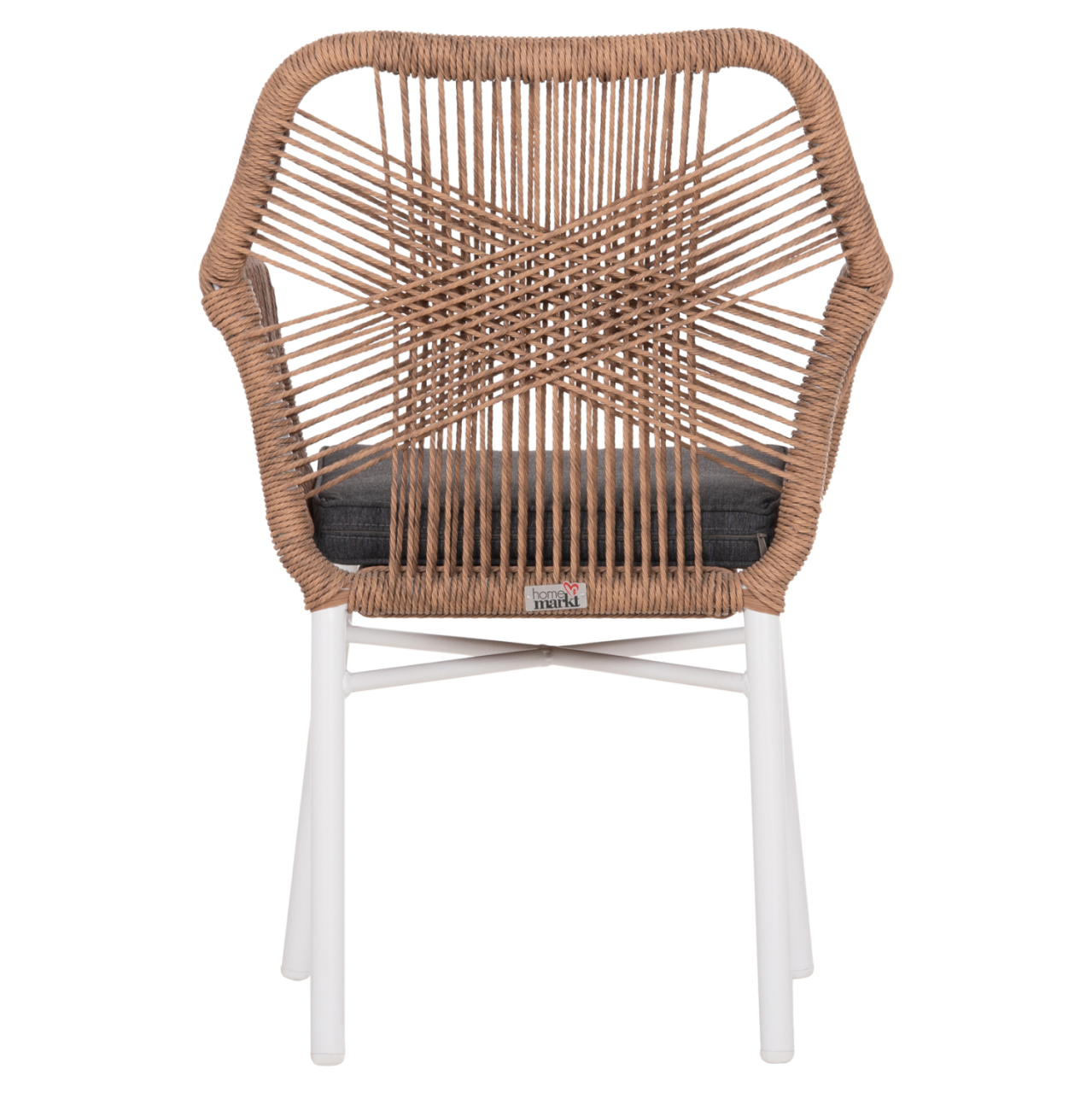 ARMCHAIR OUTDOORS TOPIN HM6048.01 ALUMINUM WHITE-P.E. RATTAN LIGHT BROWN-CUSHION GREY 58x60x83Hcm [6]