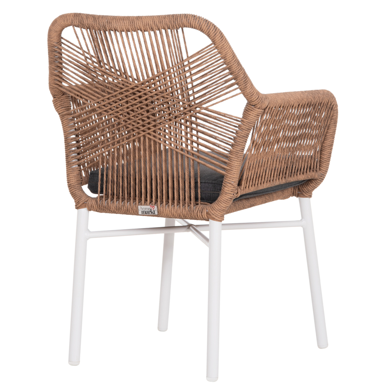 ARMCHAIR OUTDOORS TOPIN HM6048.01 ALUMINUM WHITE-P.E. RATTAN LIGHT BROWN-CUSHION GREY 58x60x83Hcm [5]