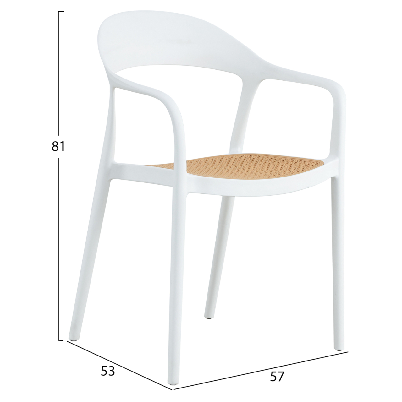 ARMCHAIR POLYPROPYLENE CLEO HM5935.01 WHITE-BEIGE 57x53x81Hcm. [2]