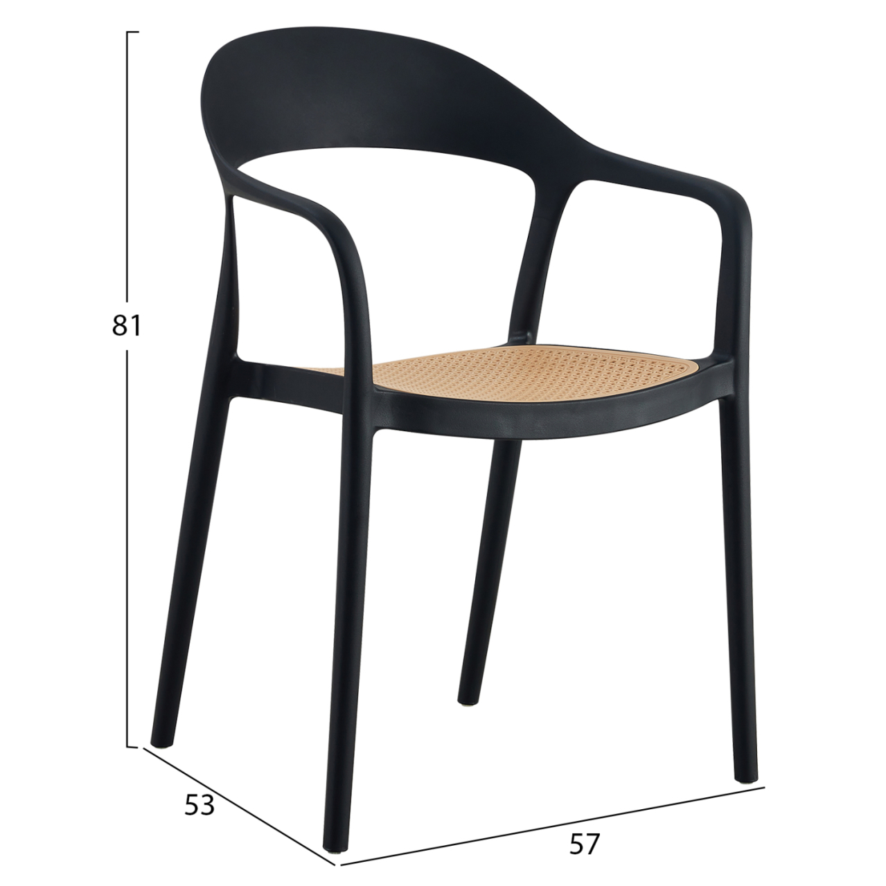 ARMCHAIR POLYPROPYLENE CLEO HM5935.02 BLACK WITH BEIGE SEAT 57x53x81Hcm. [2]
