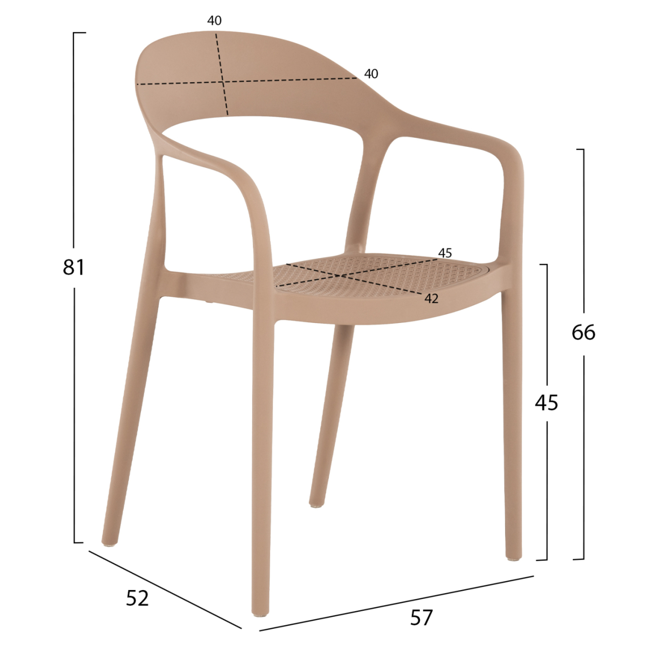 ARMCHAIR POLYPROPYLENE CLEO HM5935.03 CAPUCCINO 57x53x81Hcm. [2]