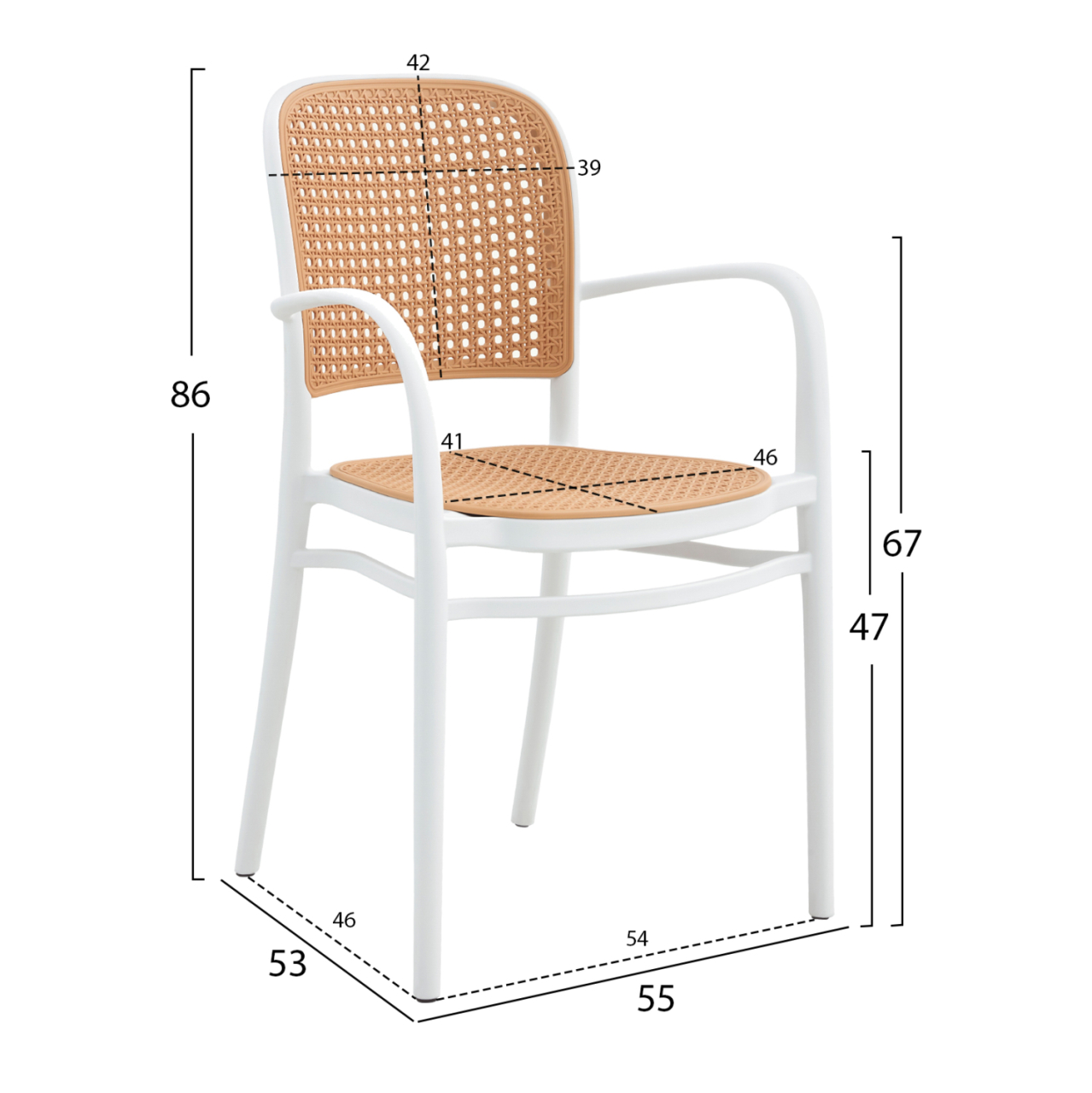 ARMCHAIR POLYPROPYLENE FLOW HM5938.01 WHITE AND BEIGE 55x53x86Hcm. [2]
