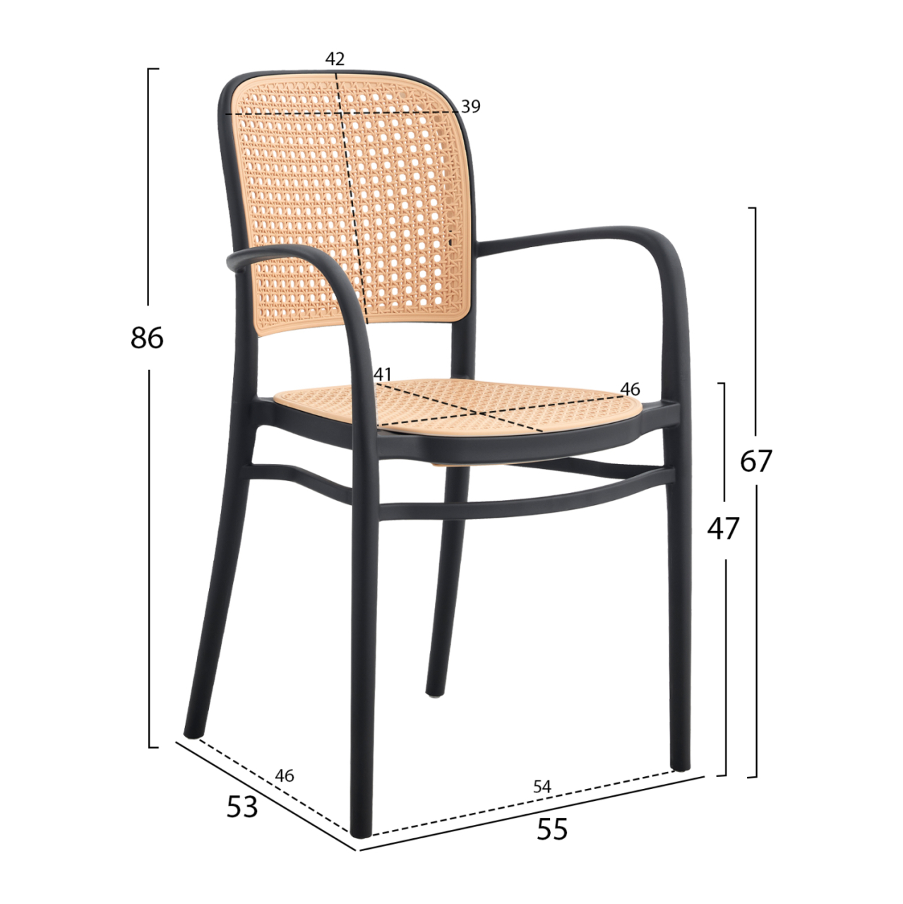 ARMCHAIR POLYPROPYLENE FLOW HM5938.02 BLACK AND BEIGE 55x53x86Hcm. [2]