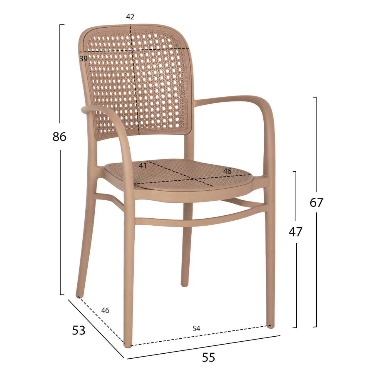 ARMCHAIR POLYPROPYLENE FLOW HM5938.03 CAPPUCCINO 55x53x86Hcm. [2]