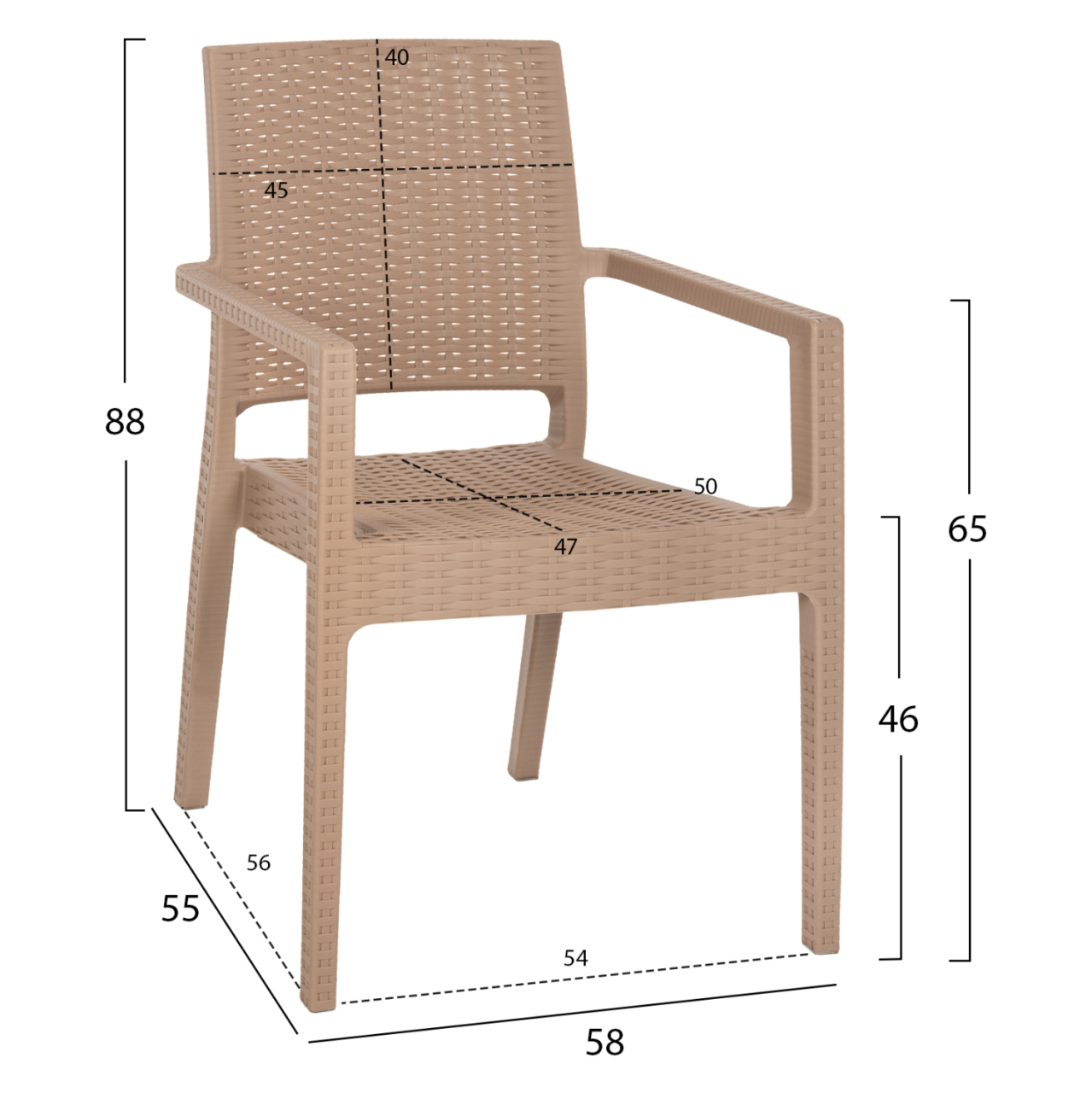 ARMCHAIR POLYPROPYLENE HEAVY-DUTY KAGANU HM5134.03 CAPPUCCINO 58x55x88Hcm. [2]