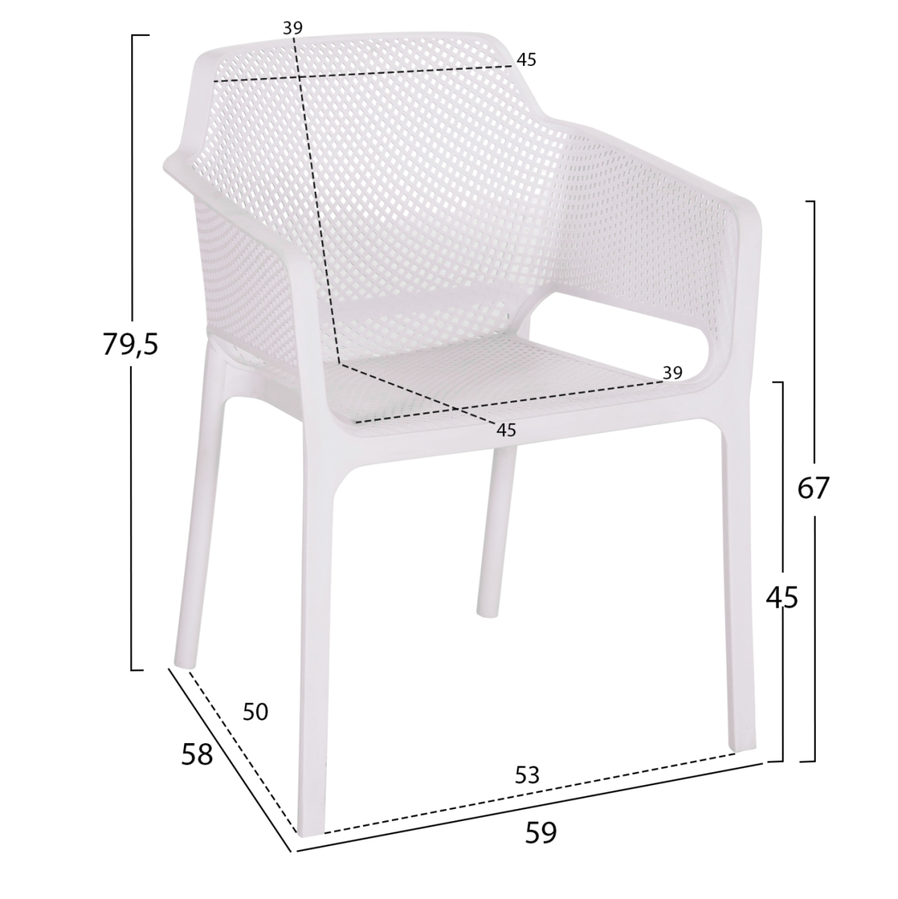 ARMCHAIR POLYPROPYLENE JOHN HM6103.01 WHITE 59x58x79.5Hcm. [2]