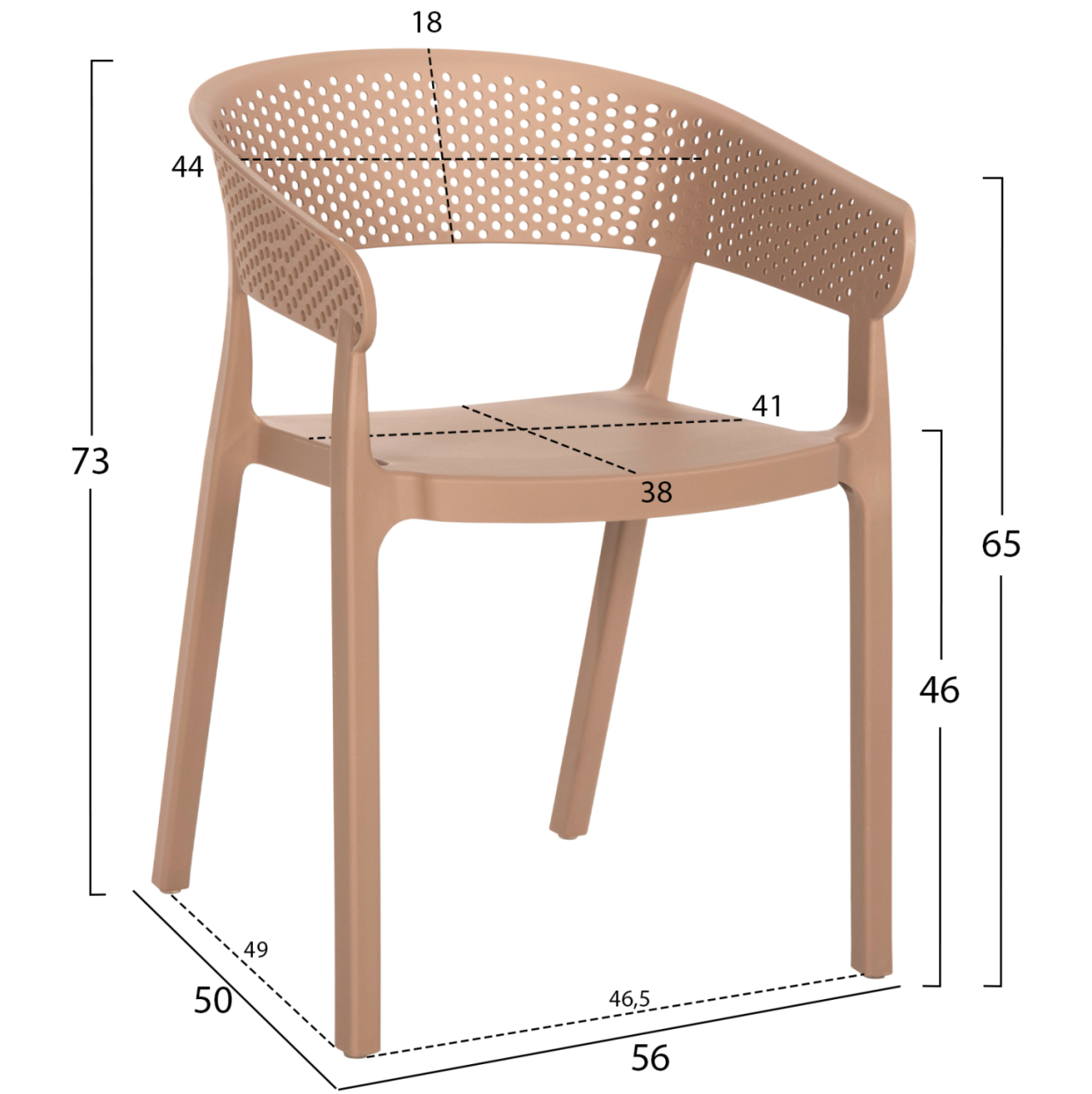 ARMCHAIR POLYPROPYLENE PERFOE HM5941.03 IN CAPPUCCINO 56x50x73Hcm. [2]