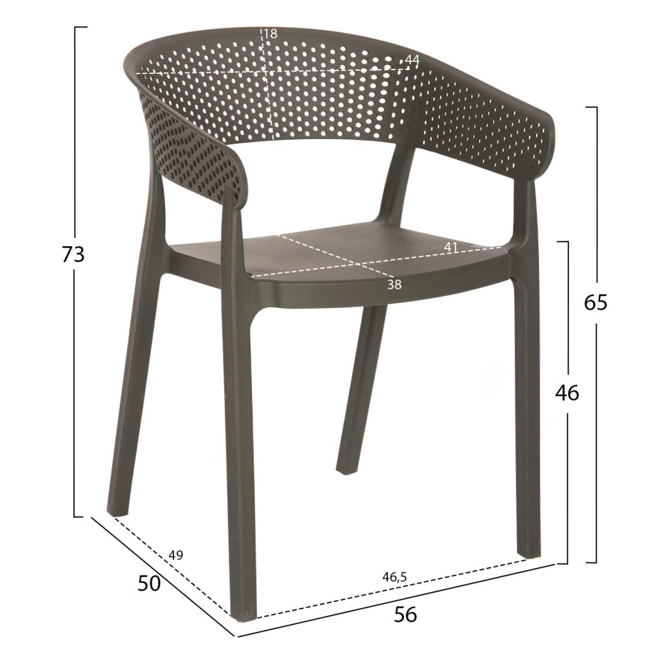 ARMCHAIR POLYPROPYLENE PERFOE HM5941.07 IN DARK OLIVE 56x50x73Hcm. [2]