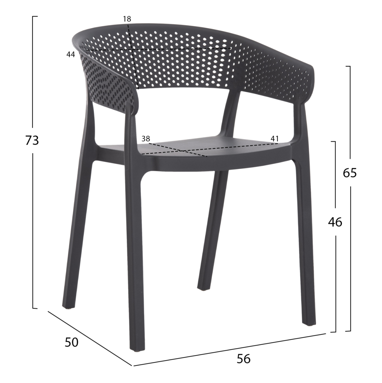 ARMCHAIR POLYPROPYLENE PERFOE HM5941.10 IN GREY 56x50x73Hcm. [2]