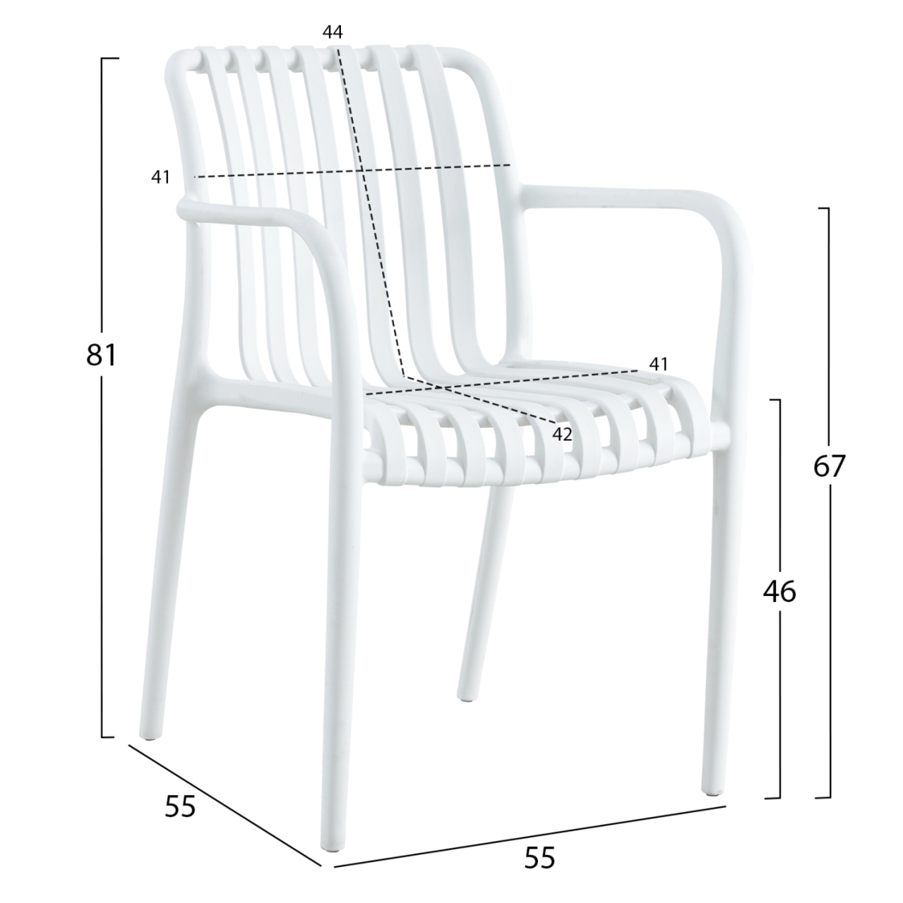 ARMCHAIR POLYPROPYLENE TIPPY HM5940.01 WHITE 55x55x81Hcm. [2]