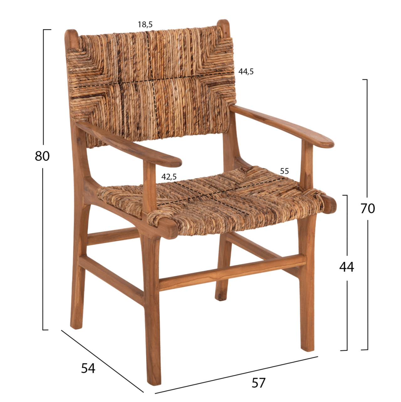 ARMCHAIR PROFESSIONAL SOL ΗΜ9400.11 SOLID TEAK WOOD AND RUSH-MATT 57.5x59x87H cm. [2]