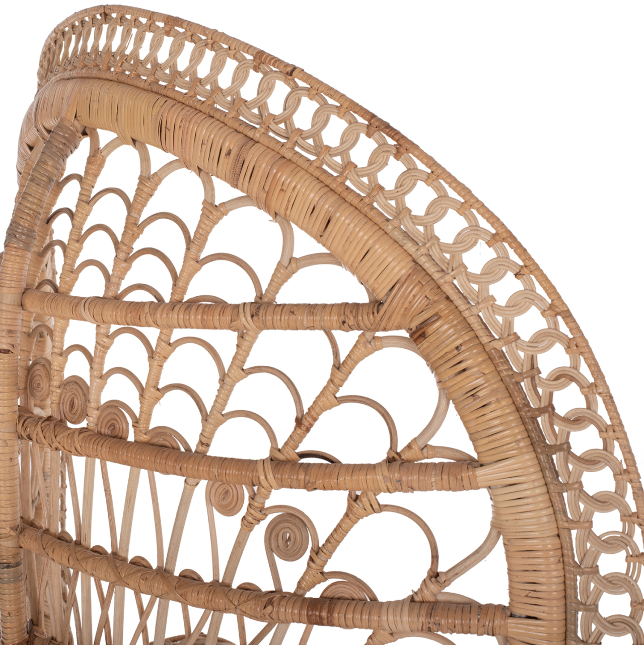 ARMCHAIR ROYAL PEACOCK -B' RATED- HM9342 RATTAN IN NATURAL- CUSHION BEIGE 114x72x150Hcm. [10]