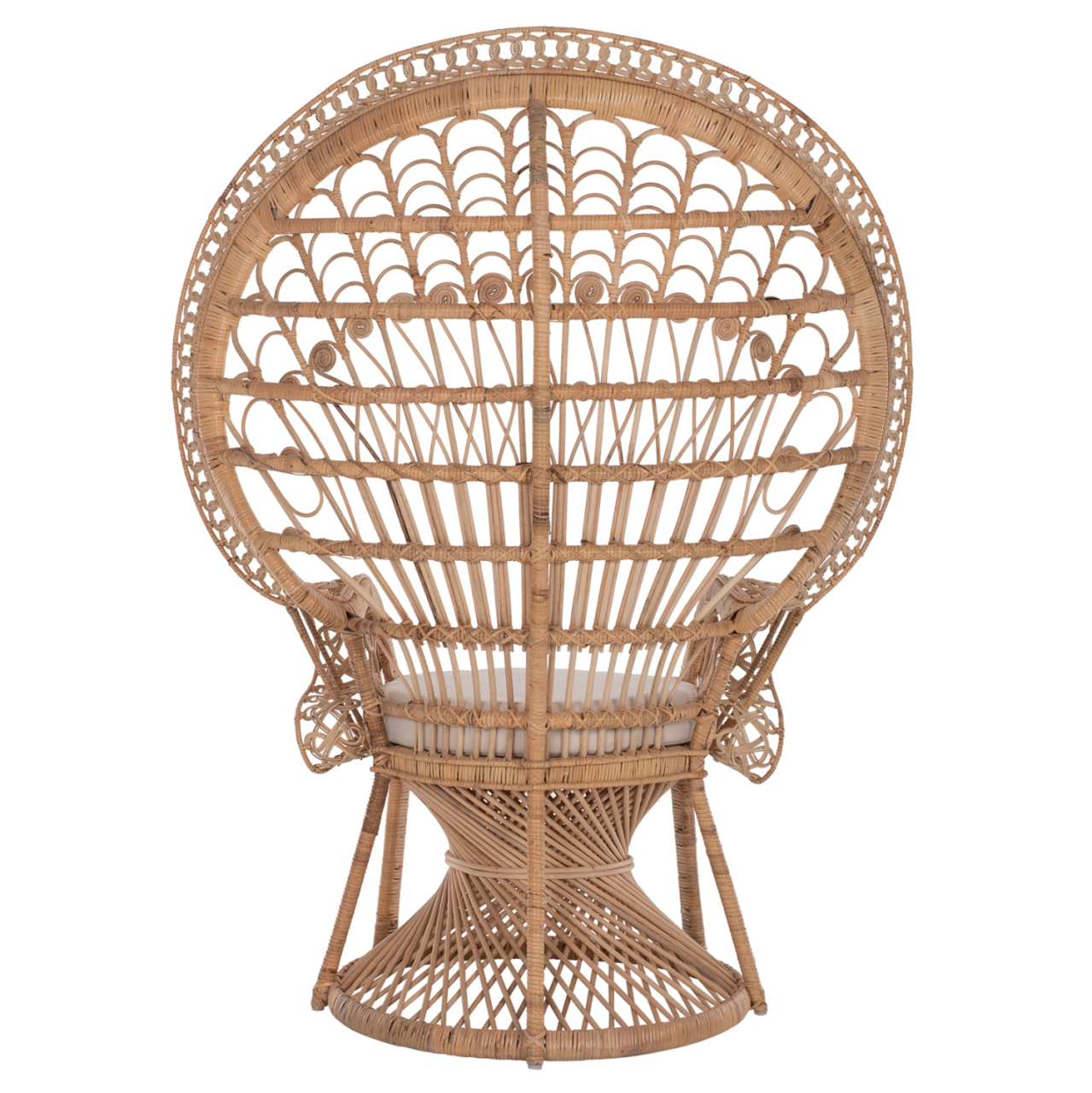 ARMCHAIR ROYAL PEACOCK -B' RATED- HM9342 RATTAN IN NATURAL- CUSHION BEIGE 114x72x150Hcm. [6]