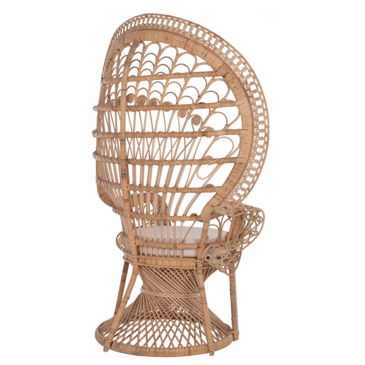 ARMCHAIR ROYAL PEACOCK -B' RATED- HM9342 RATTAN IN NATURAL- CUSHION BEIGE 114x72x150Hcm. [5]