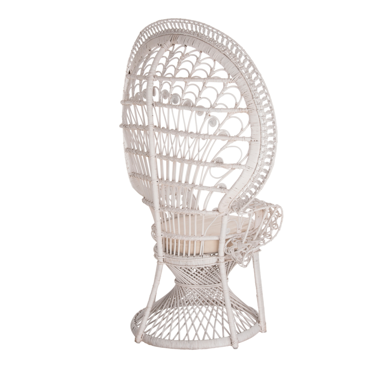 ARMCHAIR ROYAL PEACOCK HM9342.02 RATTAN IN WHITE- CUSHION WHITE 114x72x150Hcm. [5]