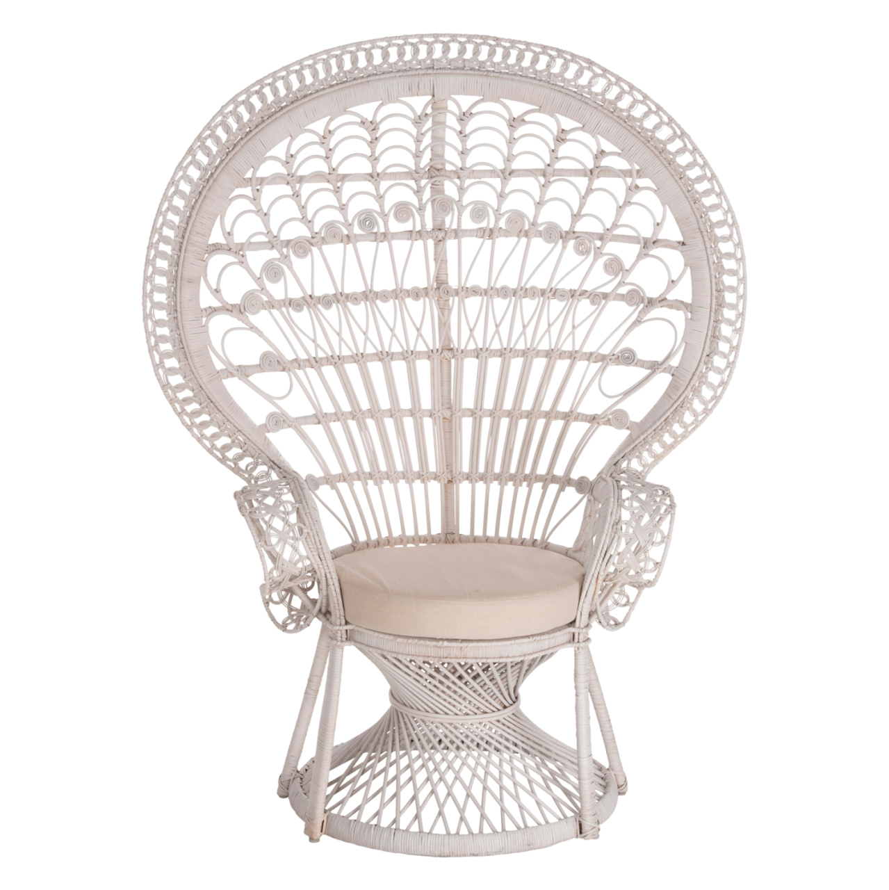 ARMCHAIR ROYAL PEACOCK HM9342.02 RATTAN IN WHITE- CUSHION WHITE 114x72x150Hcm. [3]