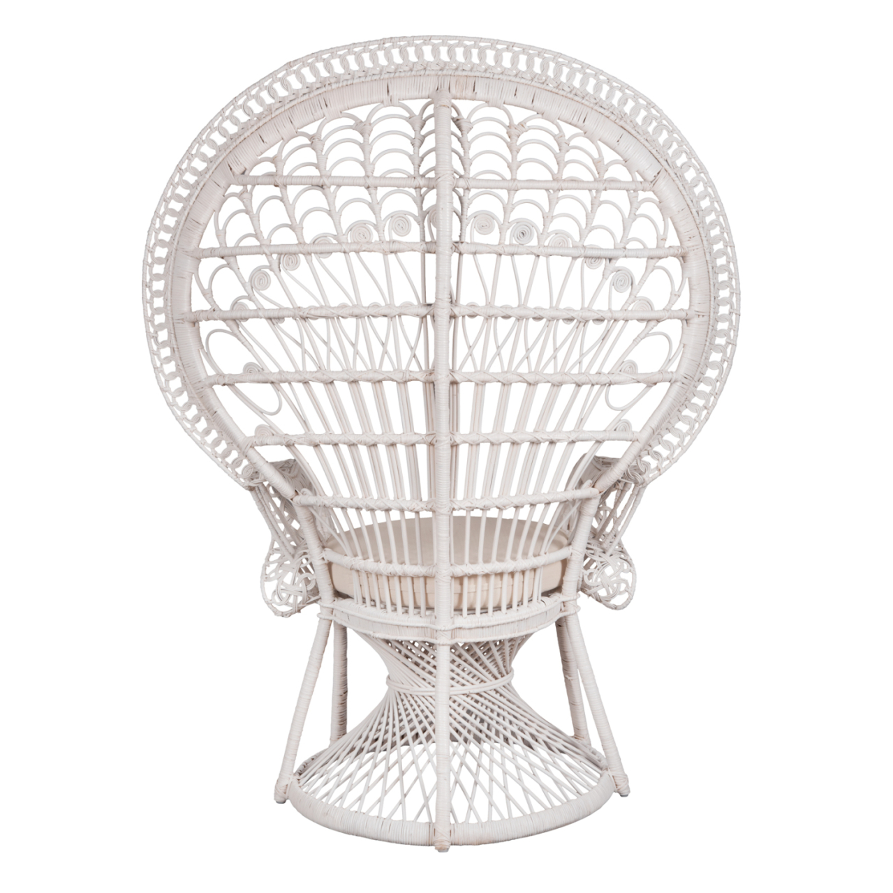 ARMCHAIR ROYAL PEACOCK HM9342.02 RATTAN IN WHITE- CUSHION WHITE 114x72x150Hcm. [6]