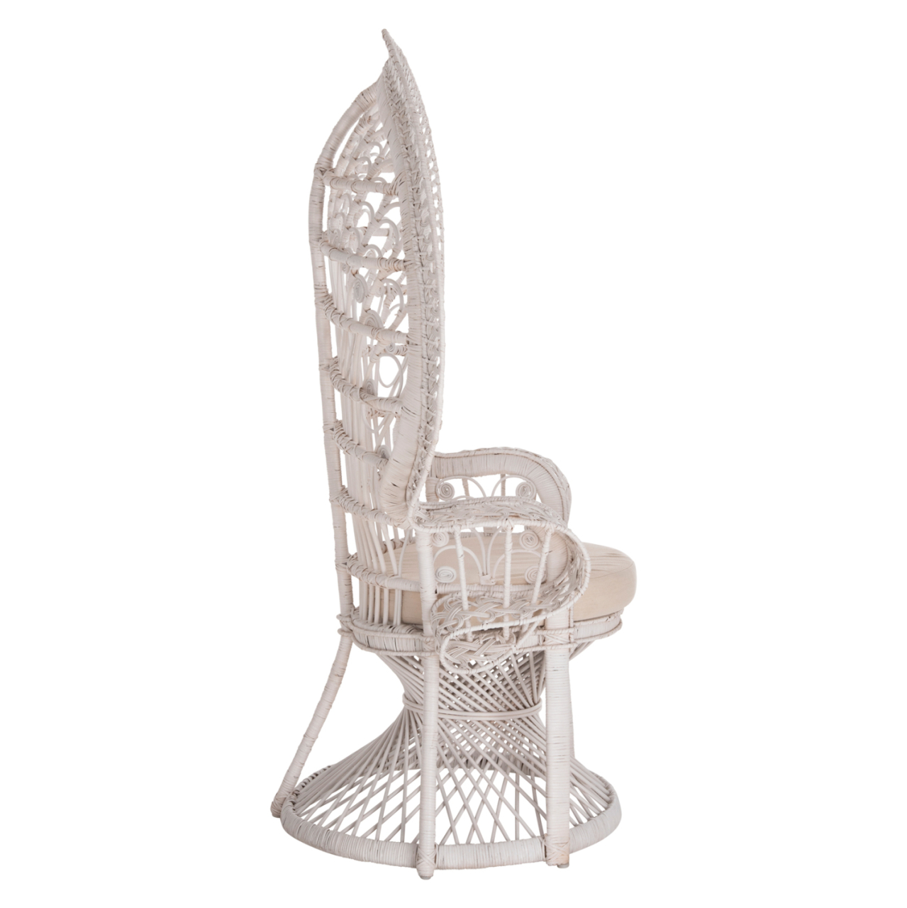 ARMCHAIR ROYAL PEACOCK HM9342.02 RATTAN IN WHITE- CUSHION WHITE 114x72x150Hcm. [4]
