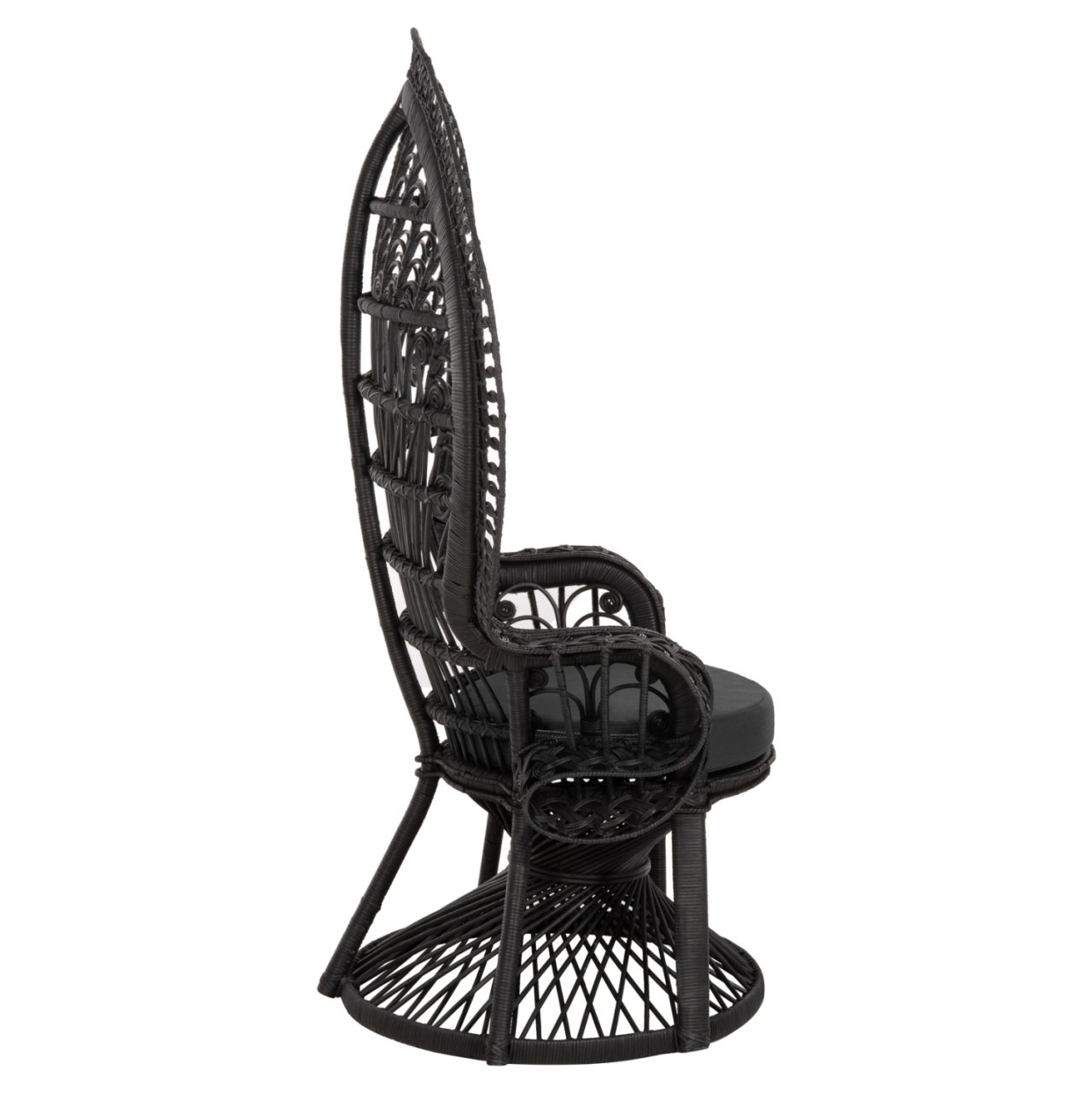 ARMCHAIR ROYAL PEACOCK HM9342.03 RATTAN IN BLACK- CUSHION BLACK 114x72x150Hcm. [4]