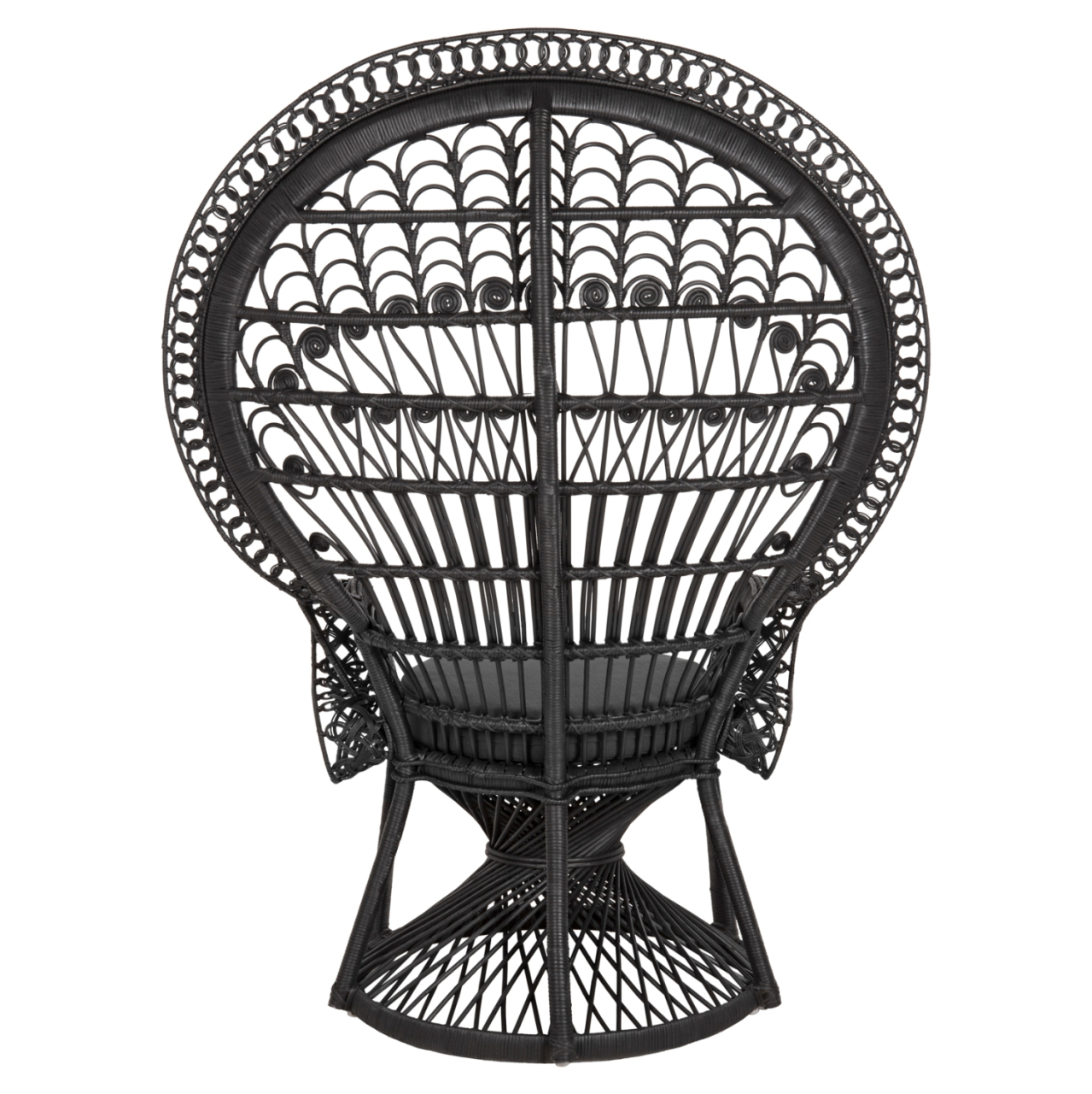 ARMCHAIR ROYAL PEACOCK HM9342.03 RATTAN IN BLACK- CUSHION BLACK 114x72x150Hcm. [6]